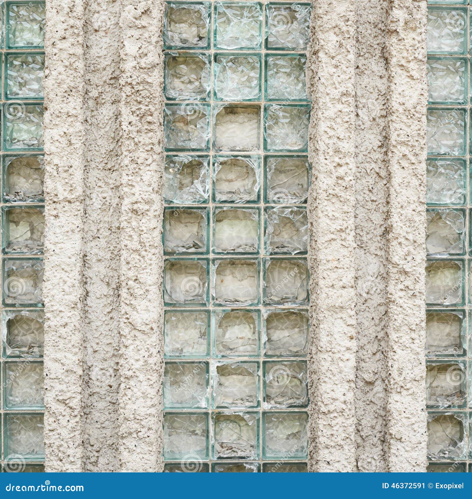 Old Wall Made of Broken Glass Bricks Stock Image Image of