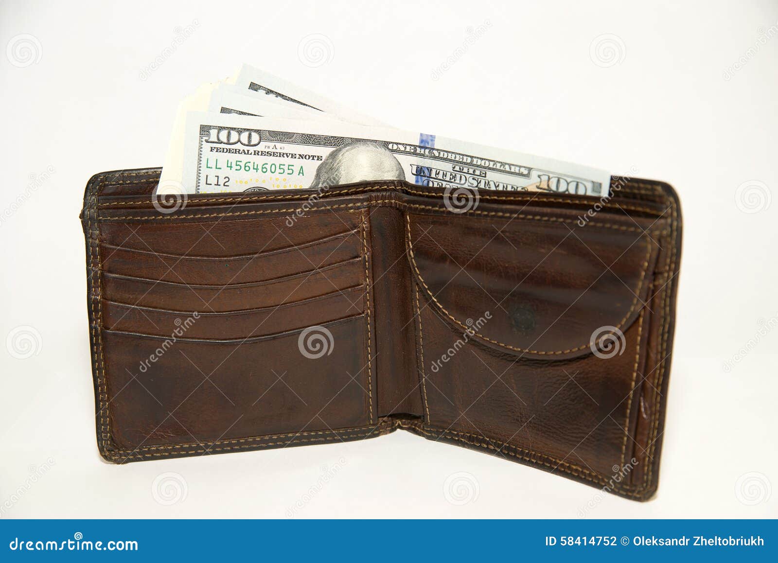 Old Wallet with Banknotes of US Dollars Inside Stock Photo Image of