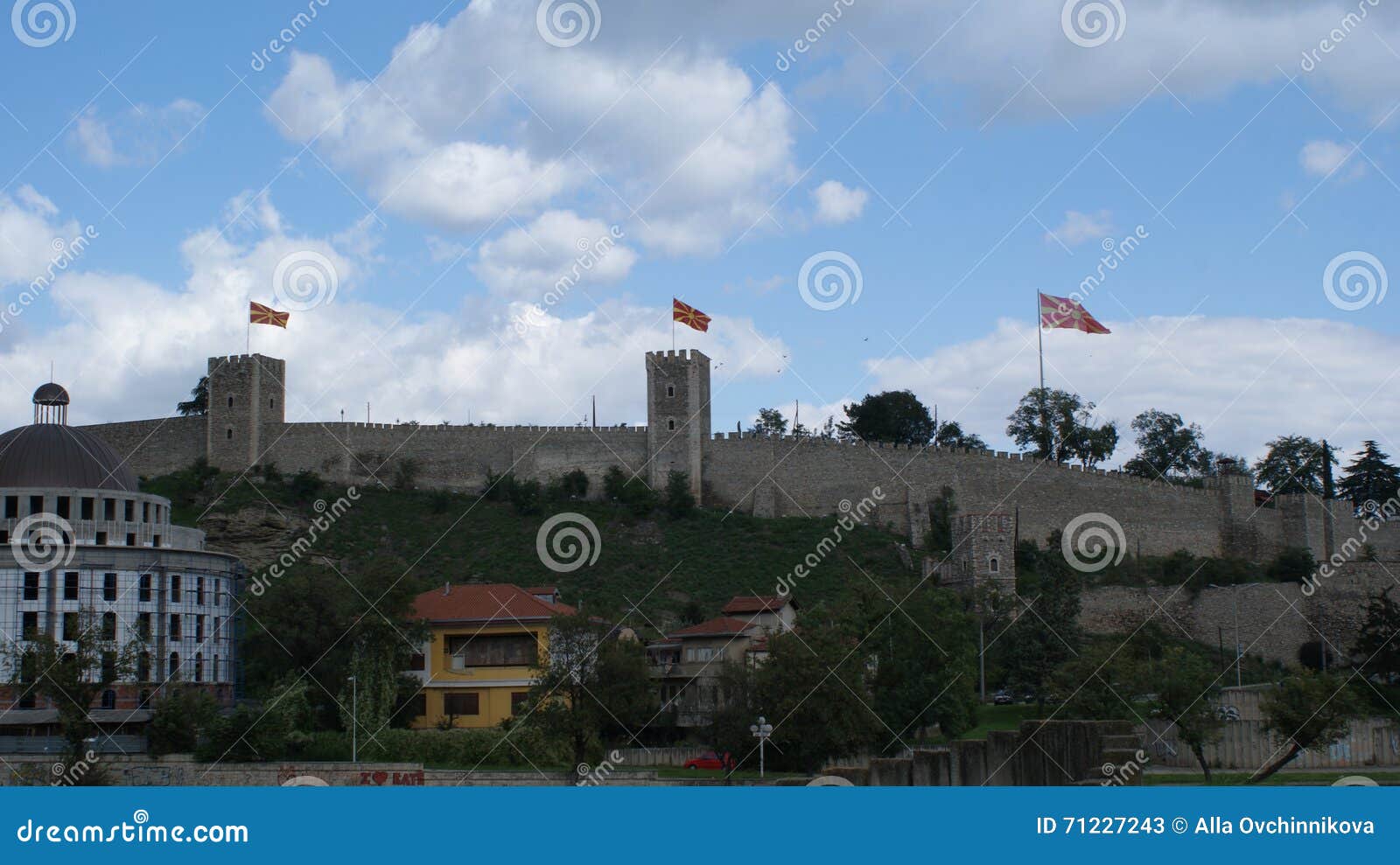 old war fort with flags and from stone