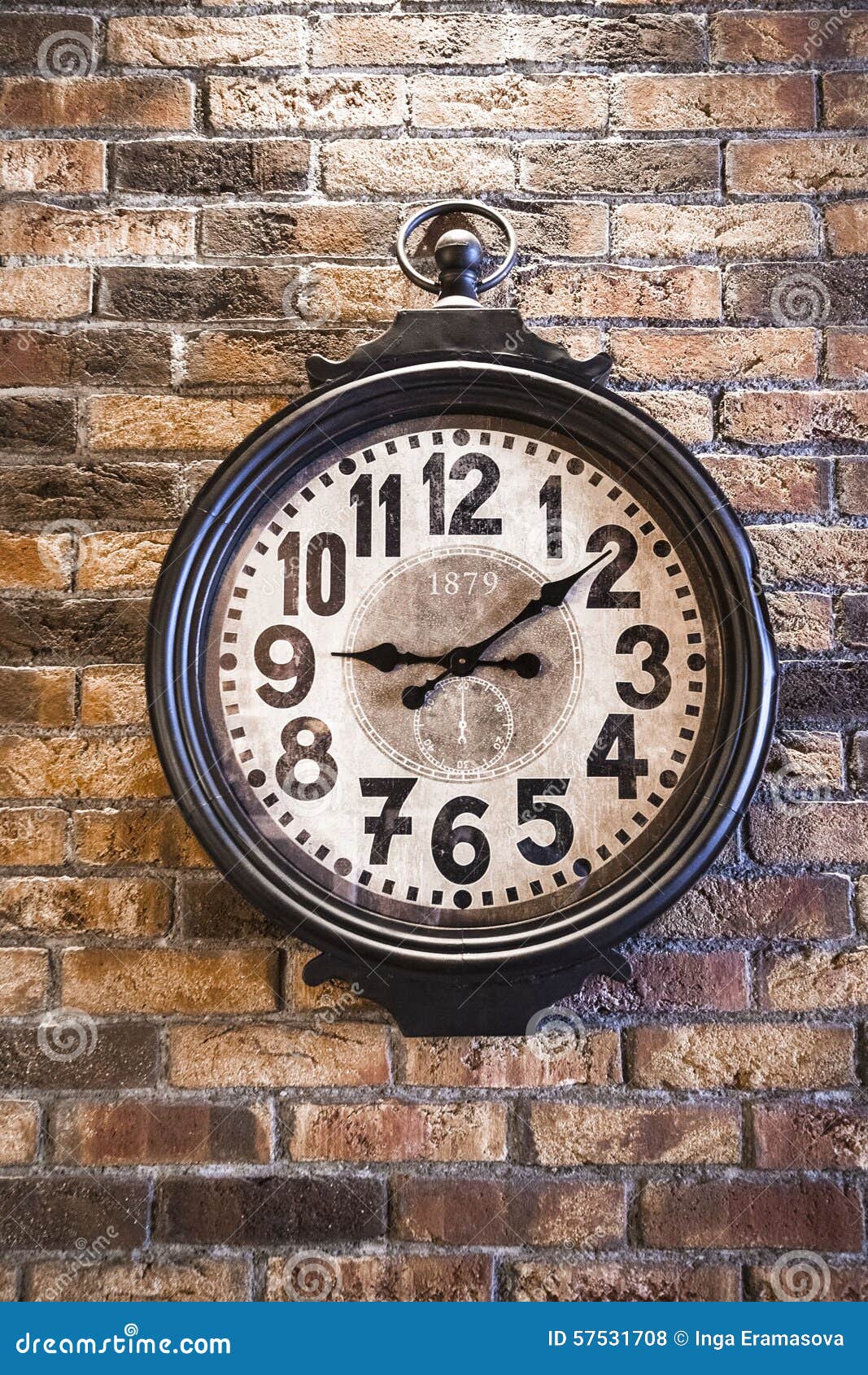 Old watch on the wall stock photo. Image of seconds, nine 57531708