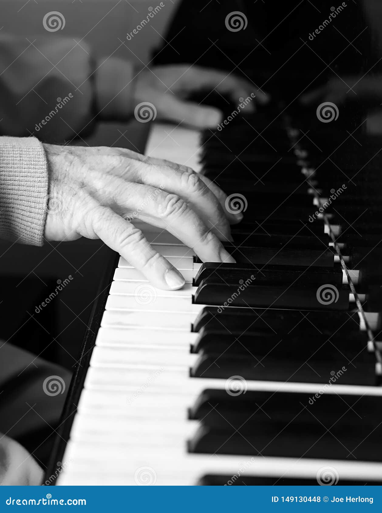 Old Weathered Hands Playing a Piano. Stock Photo - Image of keys