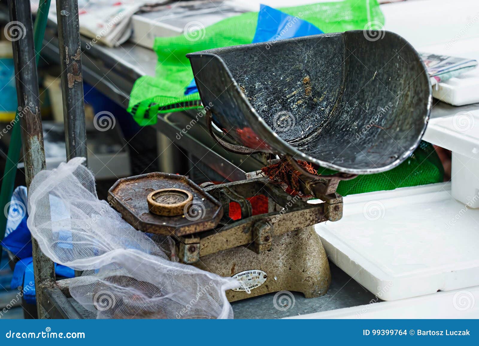 Old Weighing Machine on Food Fish Market Editorial Stock Image