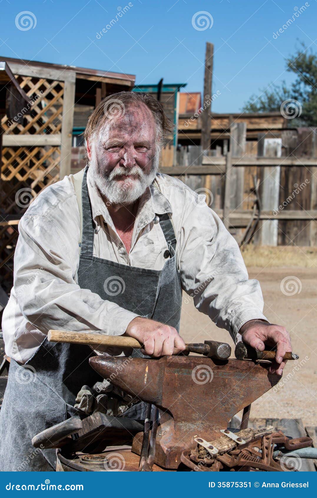 Old West Blacksmith stock image. Image of caucasian, hammer 35875351