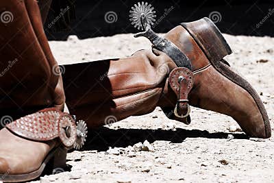 Old West Cowboy Boots & Spurs Stock Image - Image of revolver ...