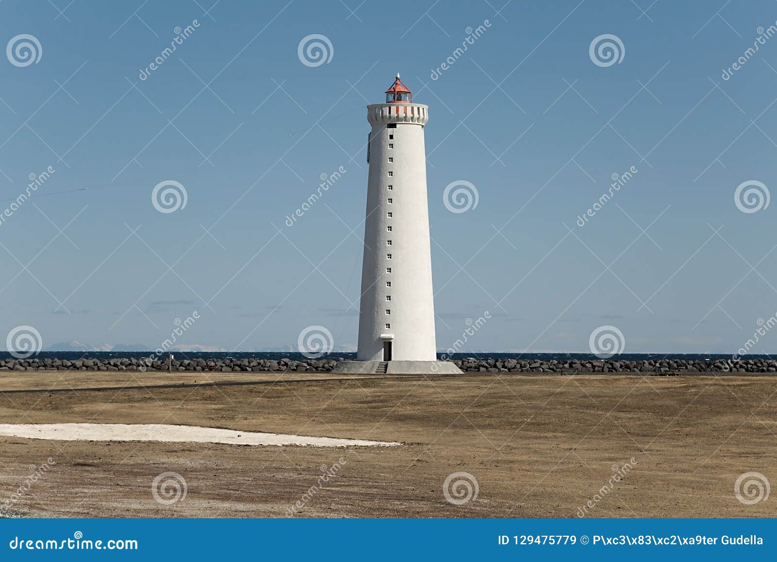 old white lighthouse