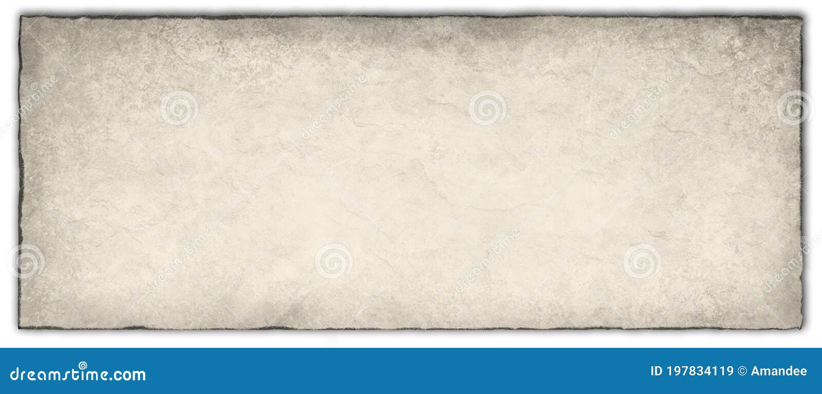 old white parchment paper background with distressed vintage grunge texture  borders and black burnt edges or frame Stock Illustration