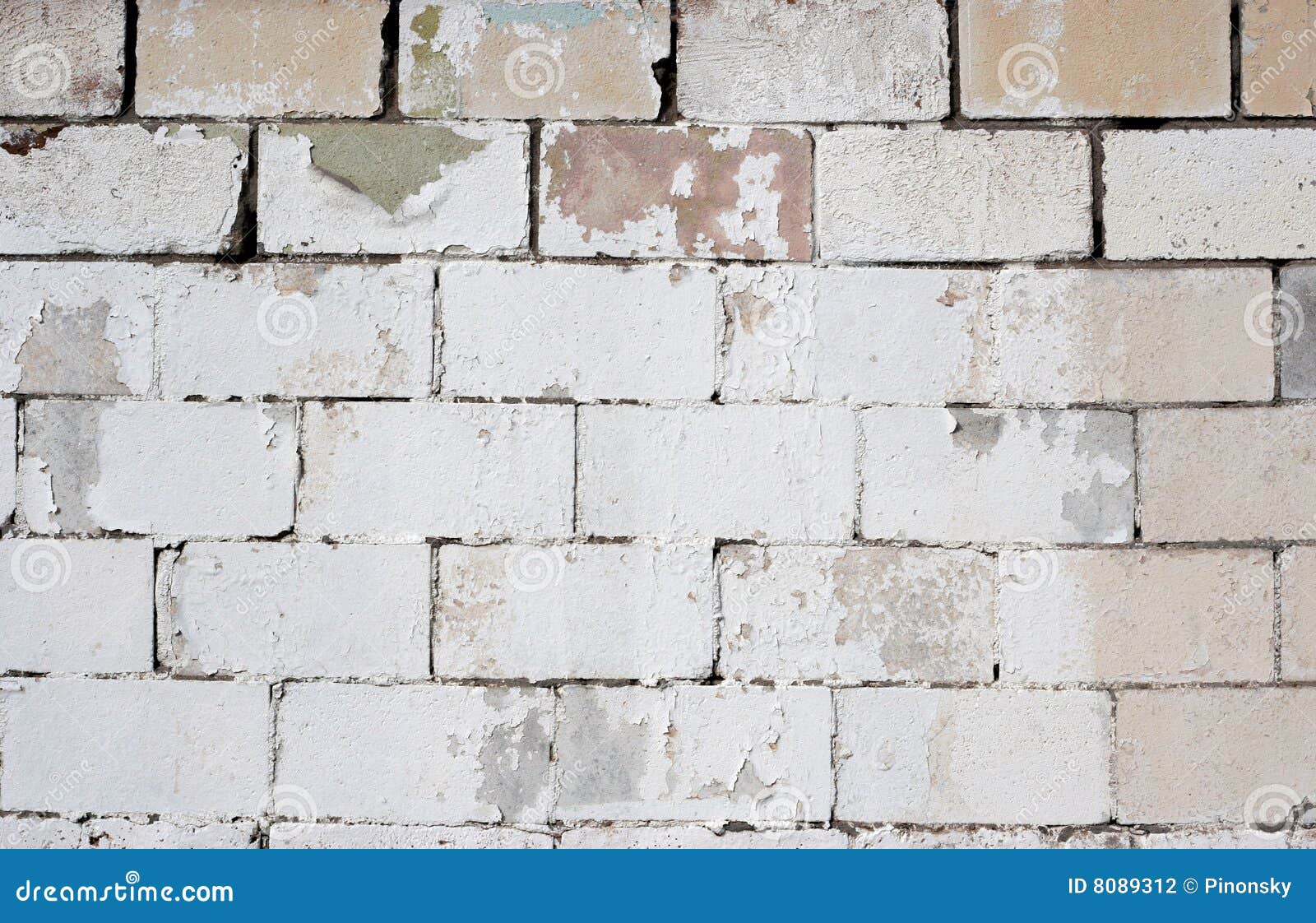 Old White Washed Cement Brick Wall Stock Photo - Image of faded