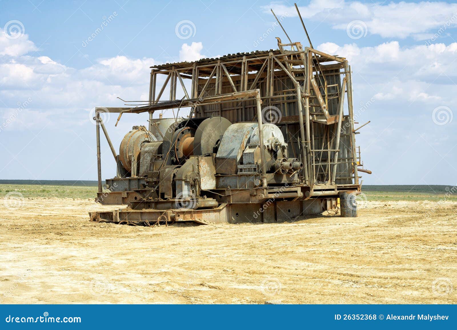 Old Winch with a Drilling Rig. Stock Photo Image of heavy, petroleum