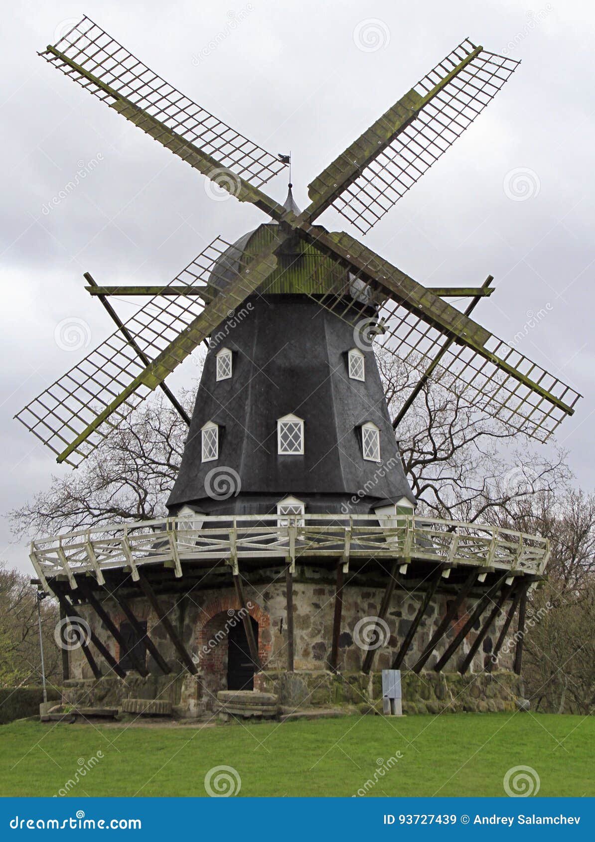 old windmill `slottsmollan` in the kungsparken park