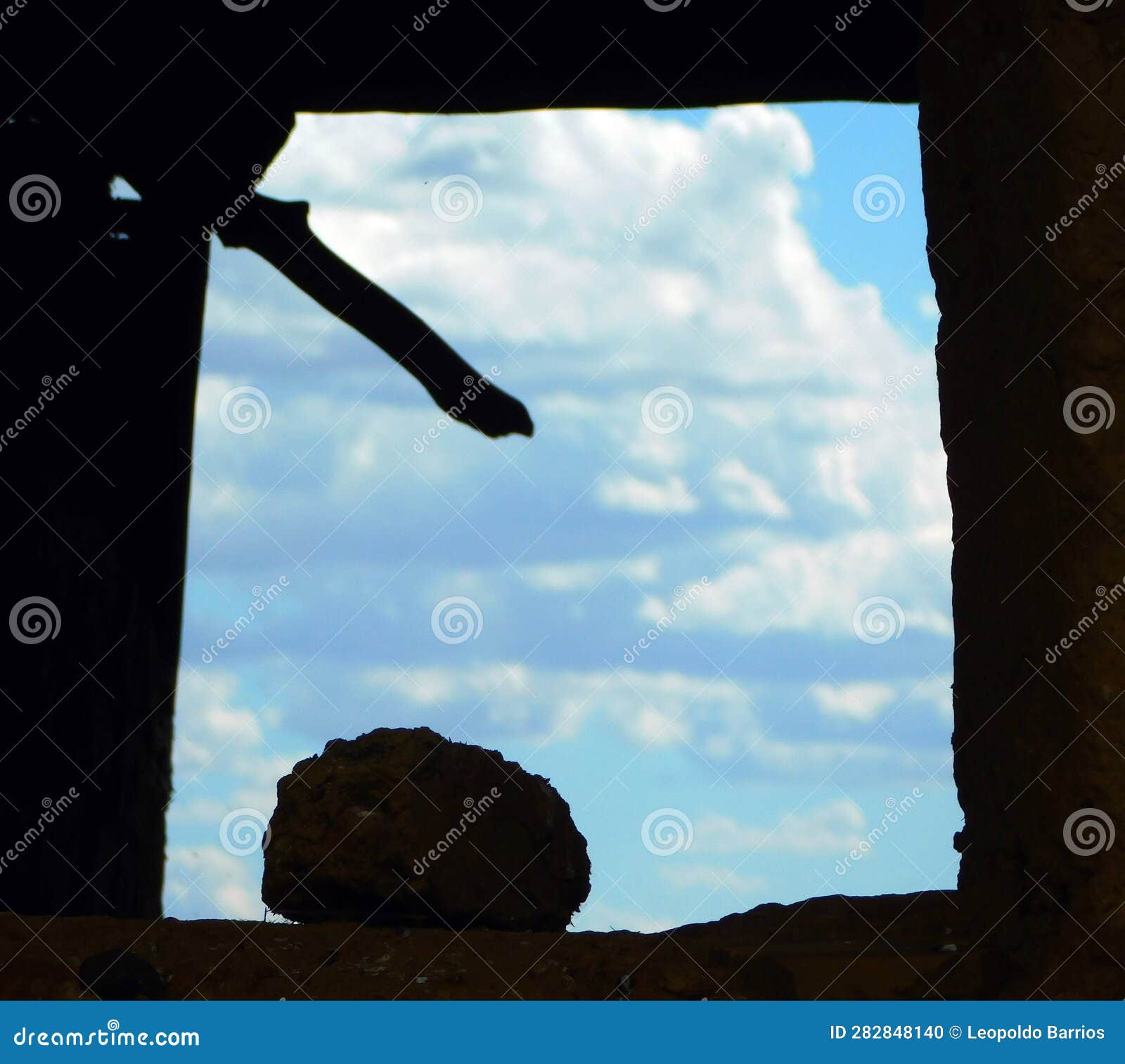old window and clouds in rural landscapes in zamora province