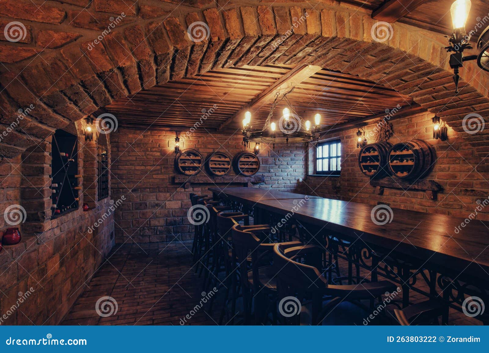 Old Wine Cellar with Bench for Tasting Stock Photo Image of cask