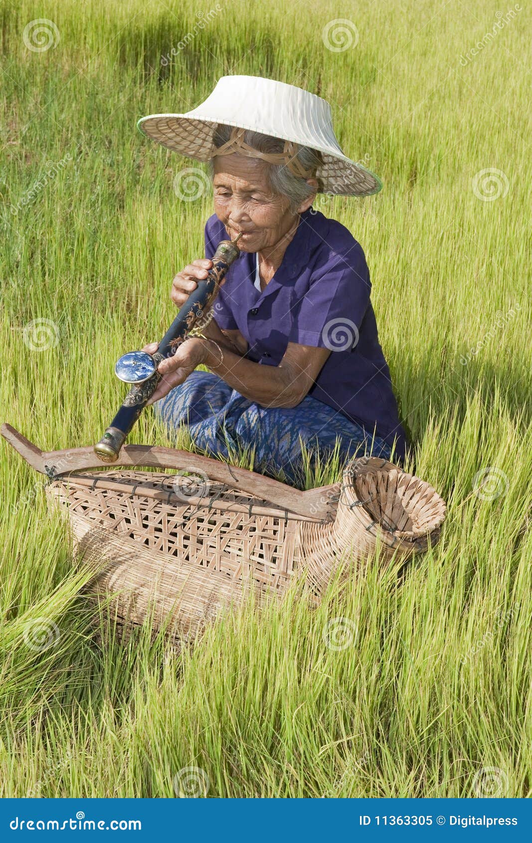 Old Woman Asia Smoking Opium Pipe Stock Image Image of
