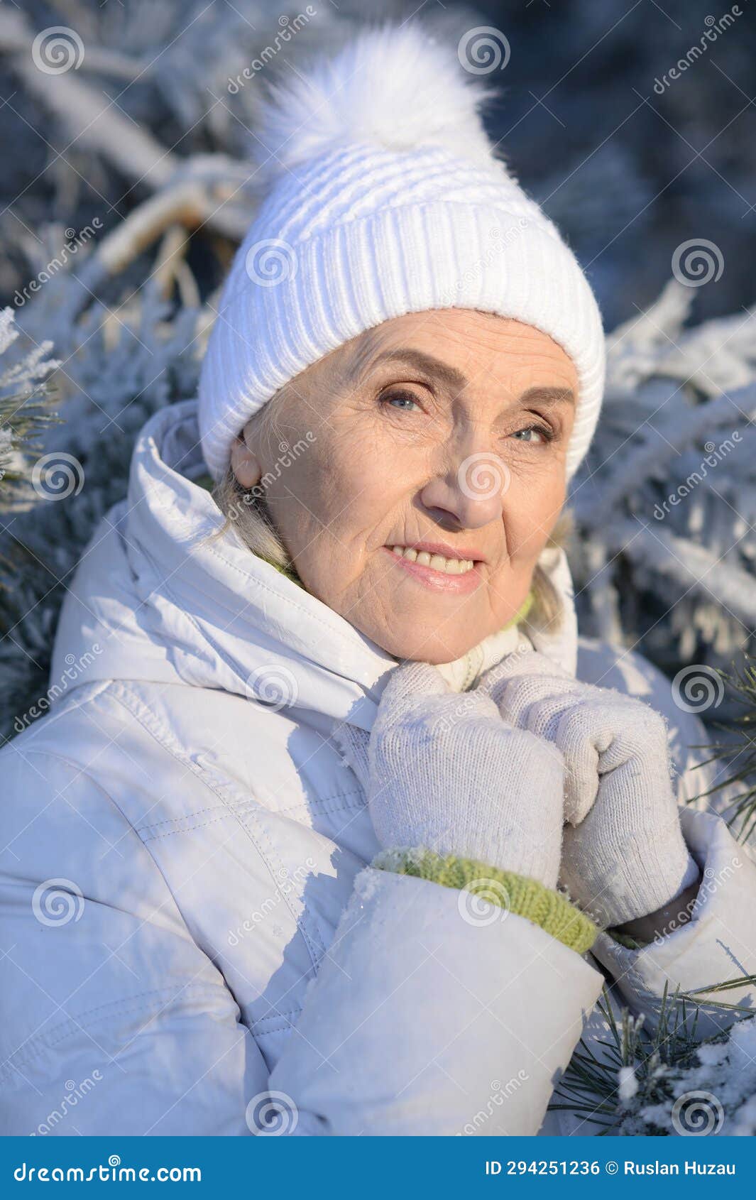 Old Woman in a Fur Coat in the Winter Stock Photo Image of beautiful