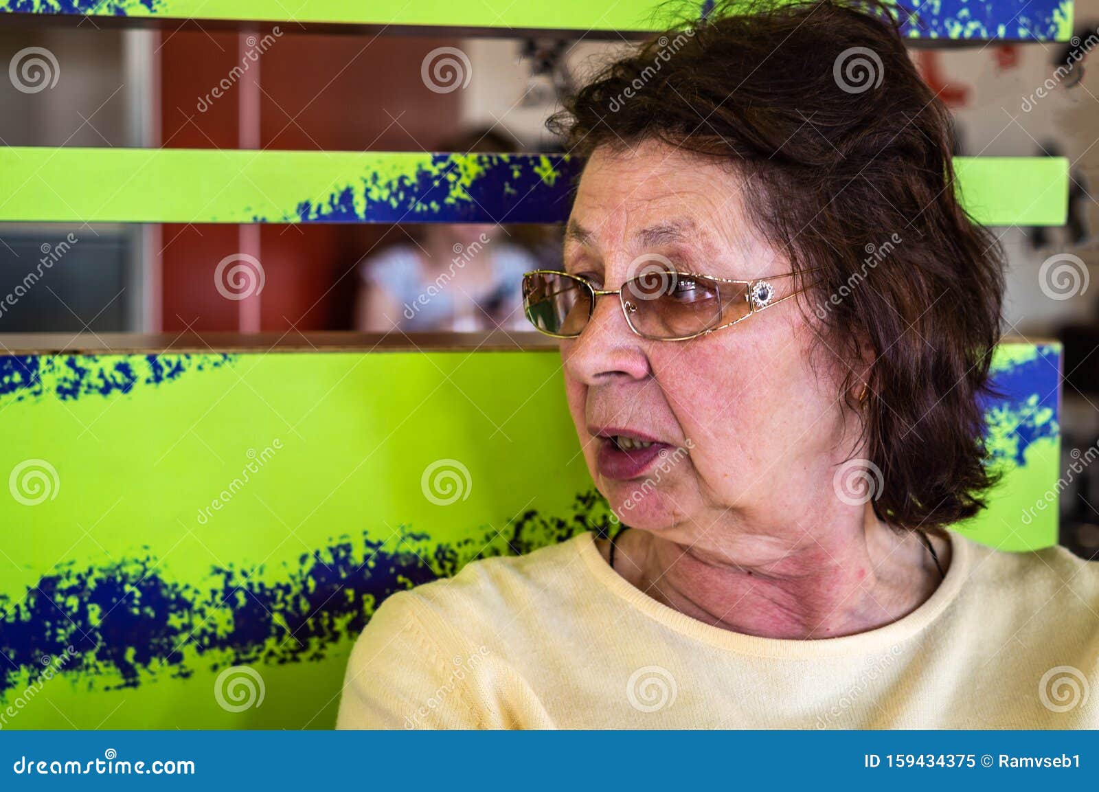 Old Woman With Glasses Resting In A Cafe Stock Image Image Of Person Caucasian