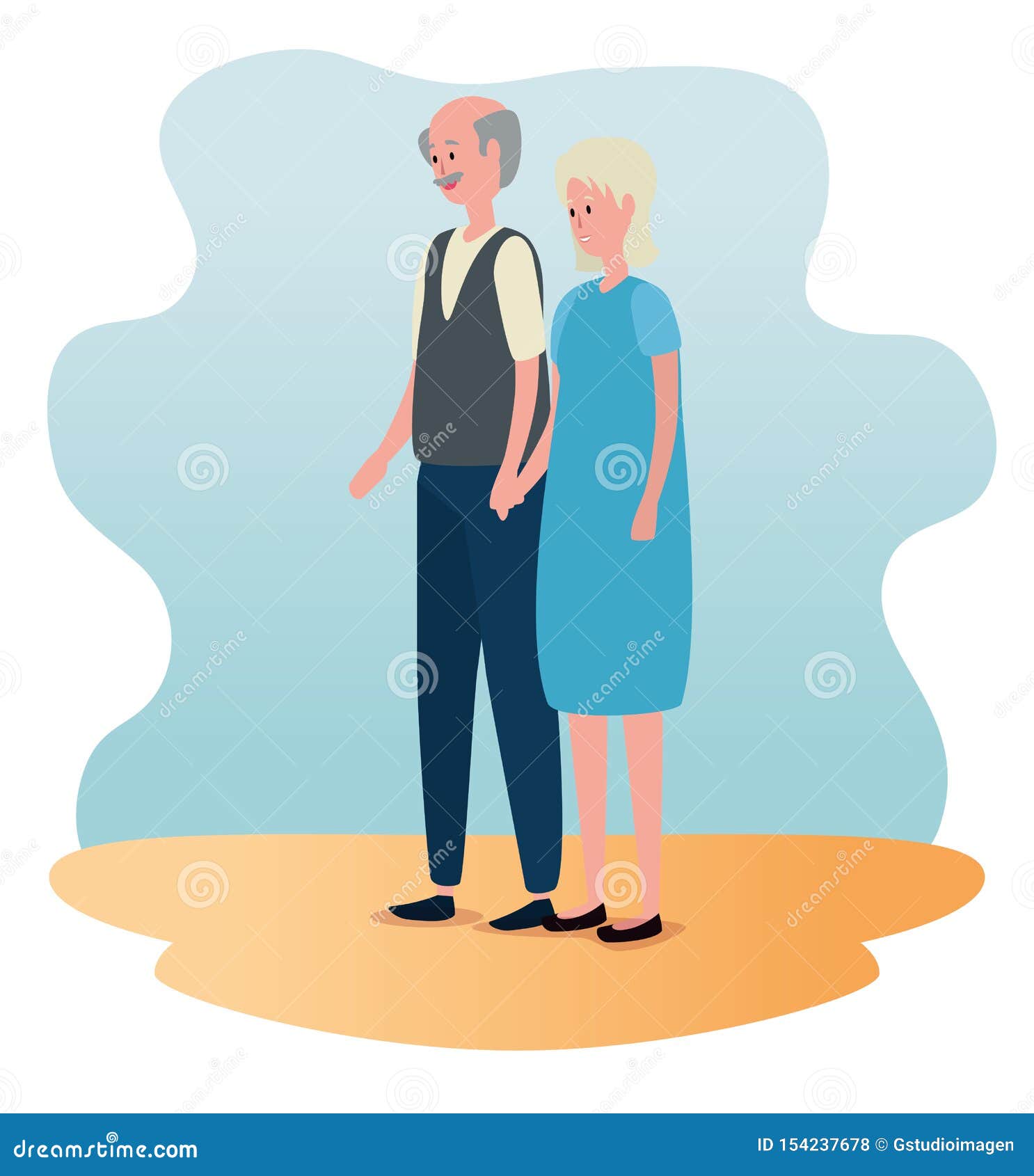Old Woman and Man with Casual Clothes and Hairstyle Stock Illustration