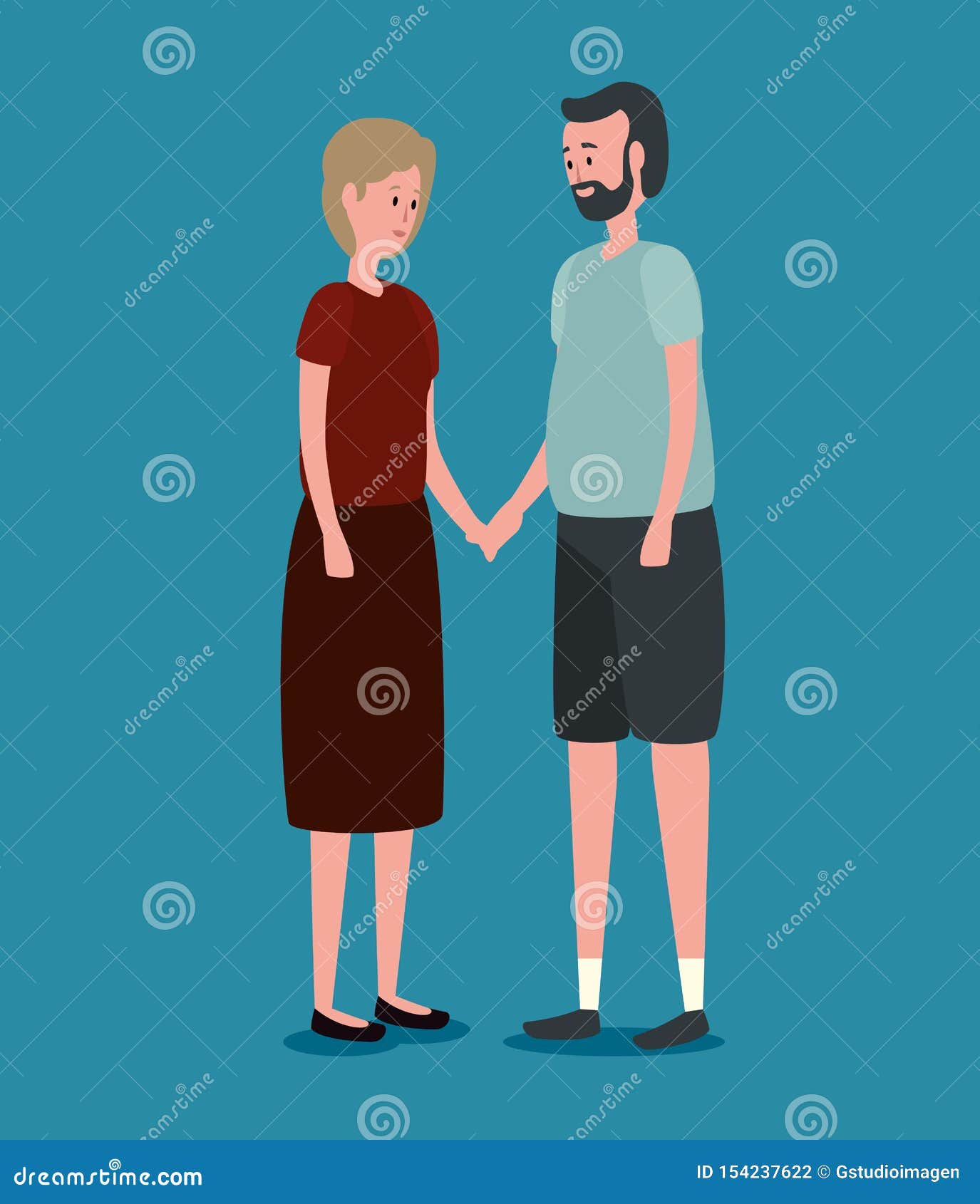 Old Woman and Man Couple with Hairstyle Stock Illustration