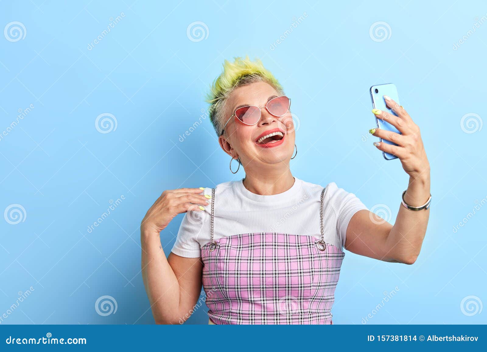 Old Woman Rejoicing at Her New Hairstyle Stock Photo Image of