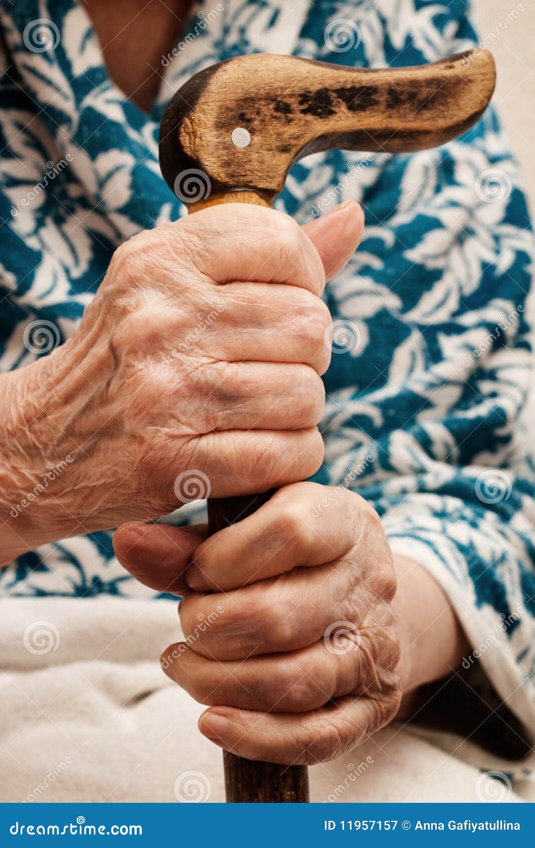 Old Woman's Hand Holding A Stick Royalty Free Stock Photography Image