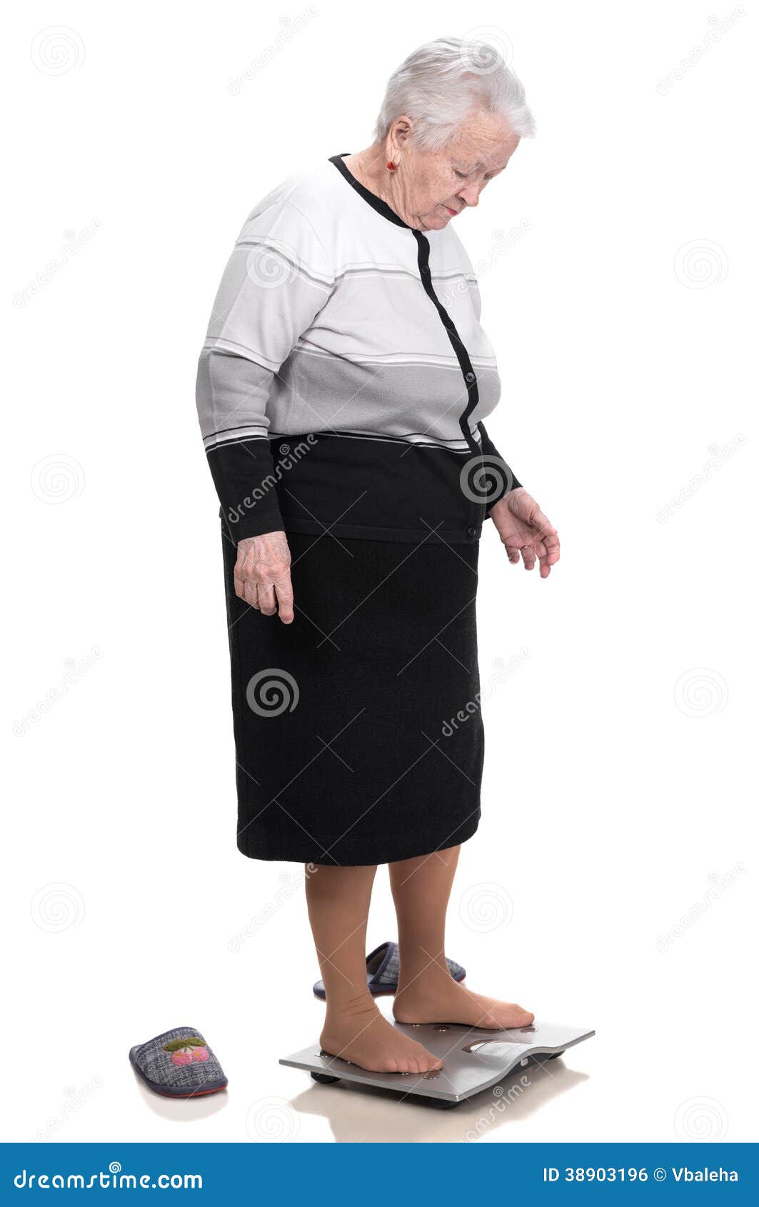 Old Woman Standing on a Bathroom Scales Stock Photo - Image of