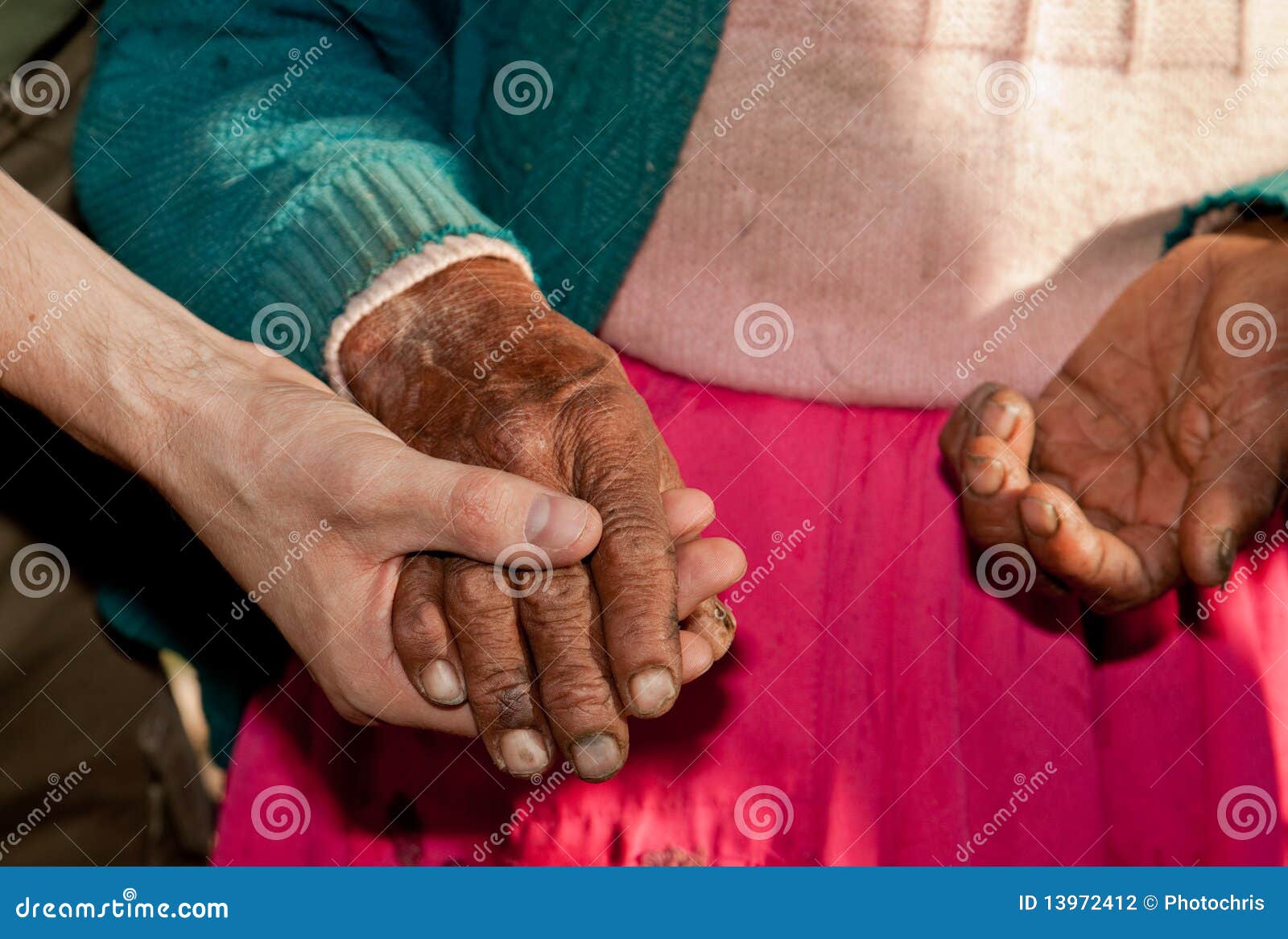 Old Woman, Young Man stock photo. Image of fingers, help - 13972412