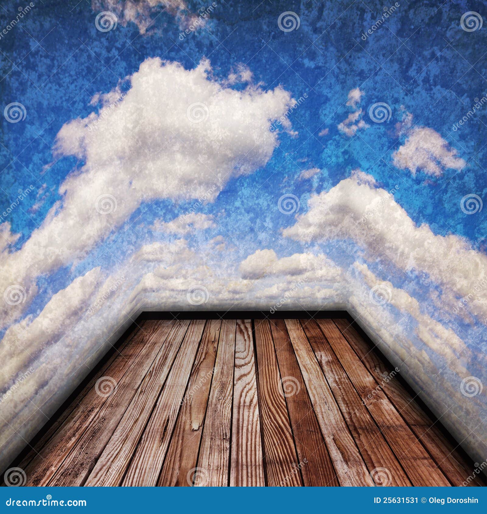Old Wood Floor and Cloudy Sky Stock Image Image of design, background 25631531
