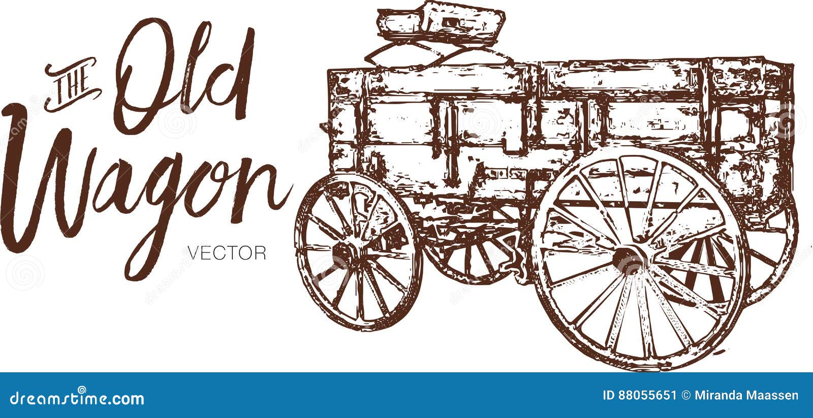 Old Wood Wagon Logo, Cart Vector Drawing Stock Vector Illustration of