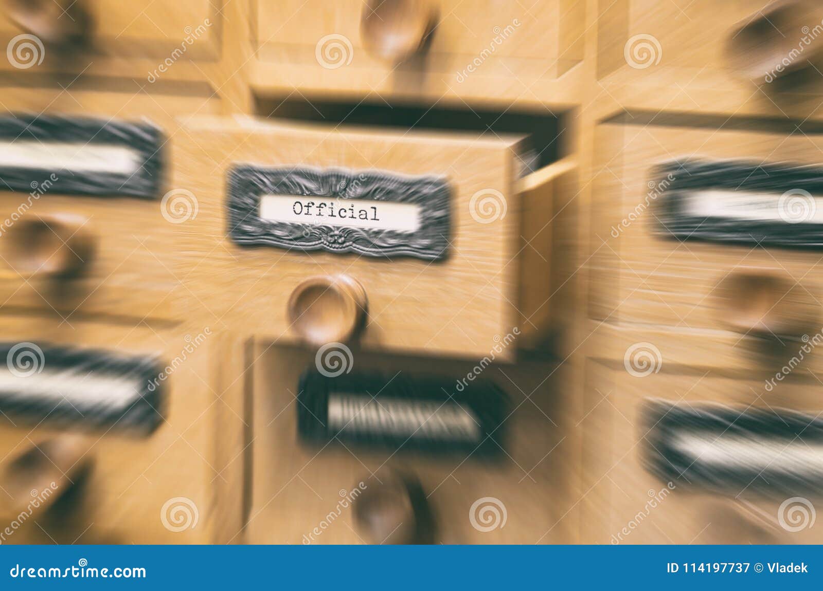 Old Wooden Archive Files Catalog Drawer Official Files Stock