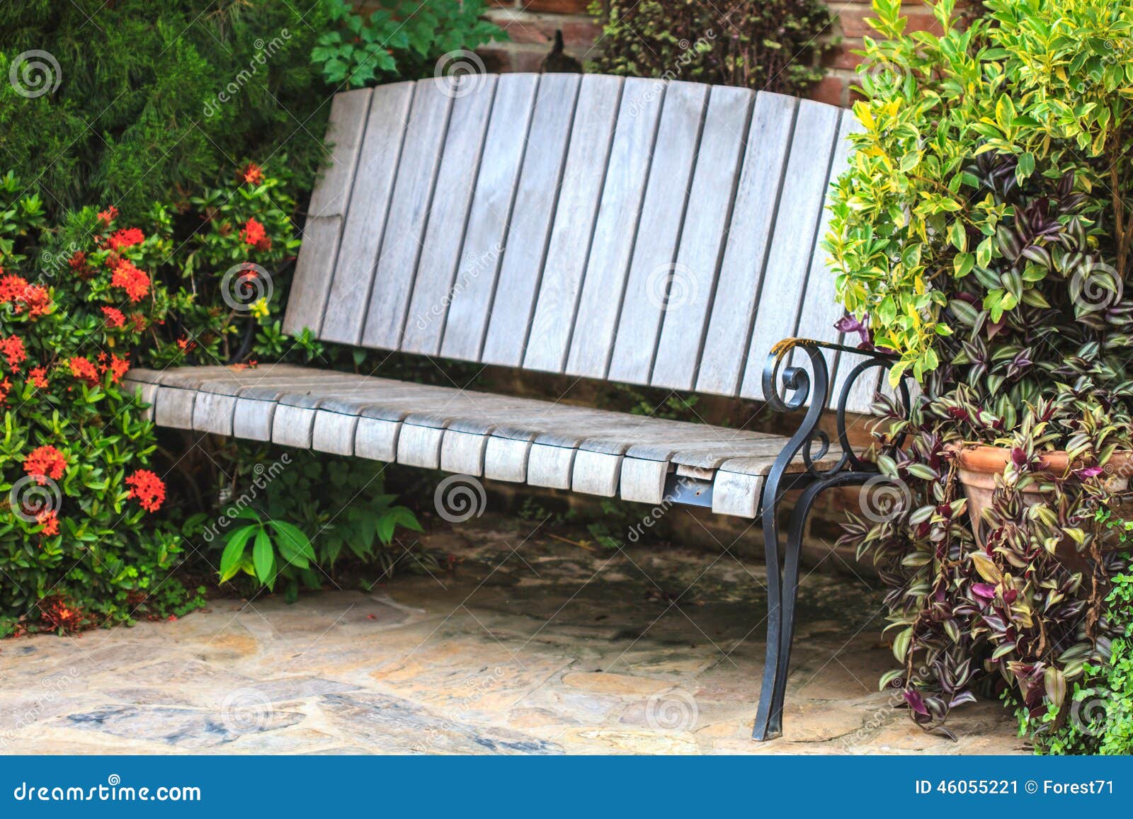Old Wooden Bench in the Garden Stock Image Image of background, chair