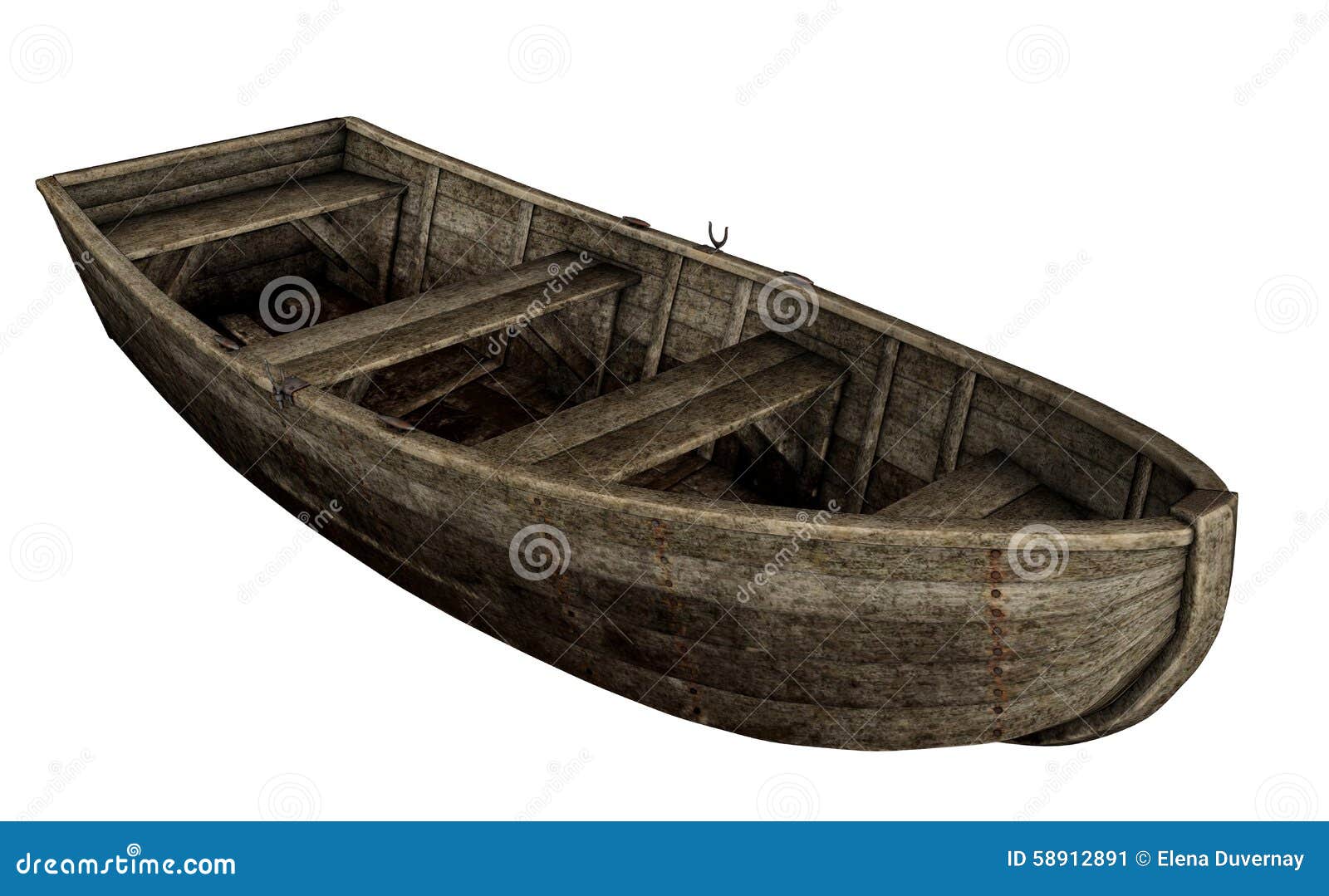 Old Wooden Boat - 3D Render Stock Illustration - Image 
