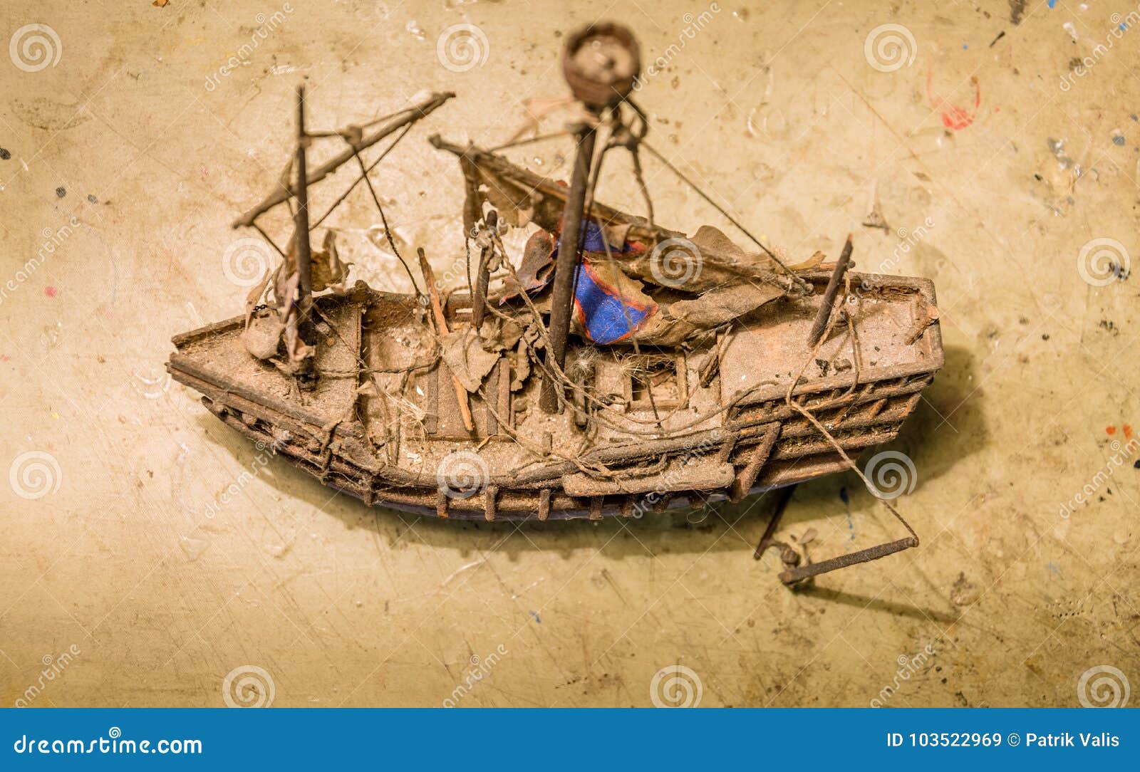 Old Wooden Boat Model on the Table. Stock Image - Image of home, collect:  103522969