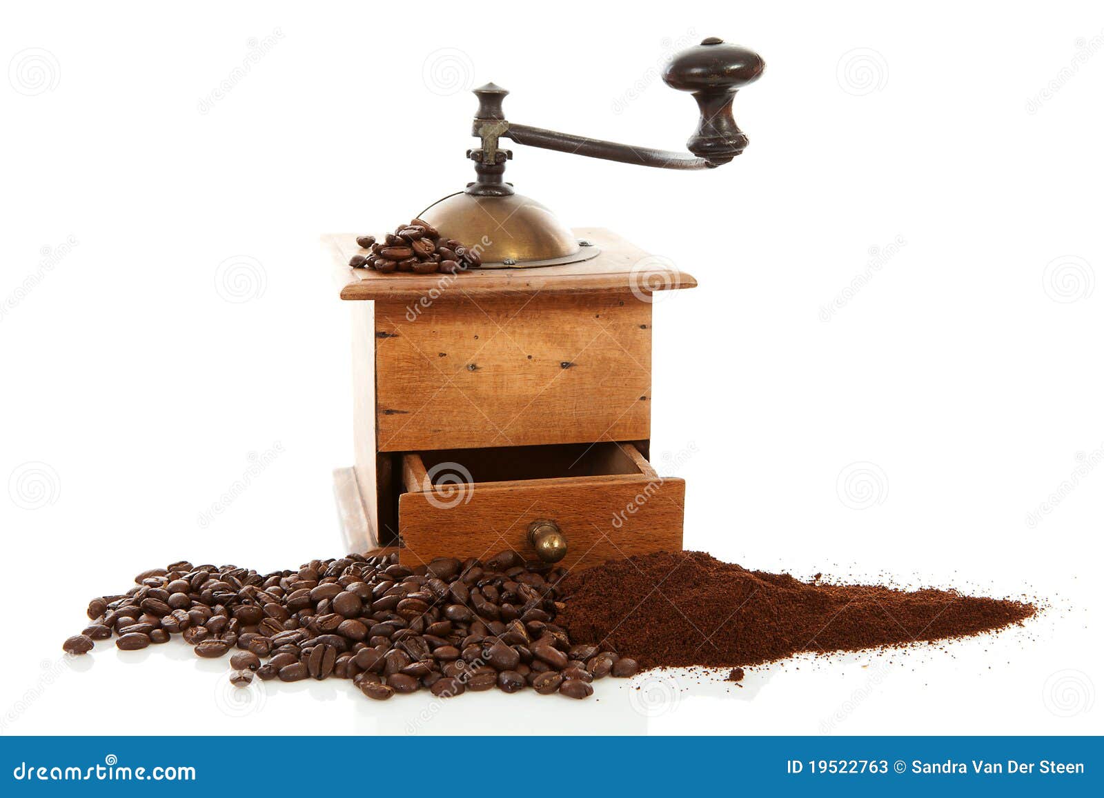 Old wooden coffee grinder stock image. Image of caffine 19522763