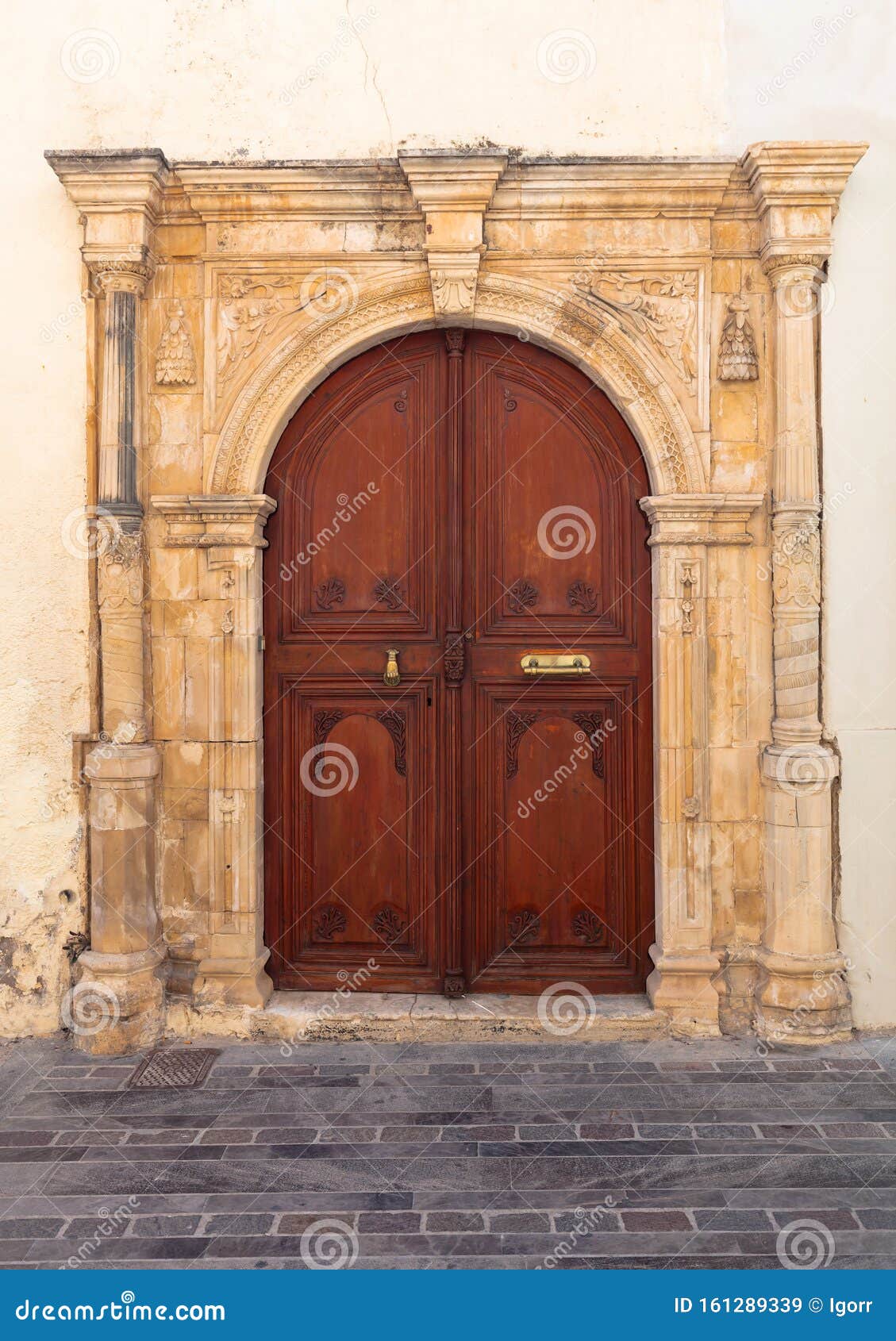 Old Wooden Door with Carved Ornaments Stock Image - Image of design ...