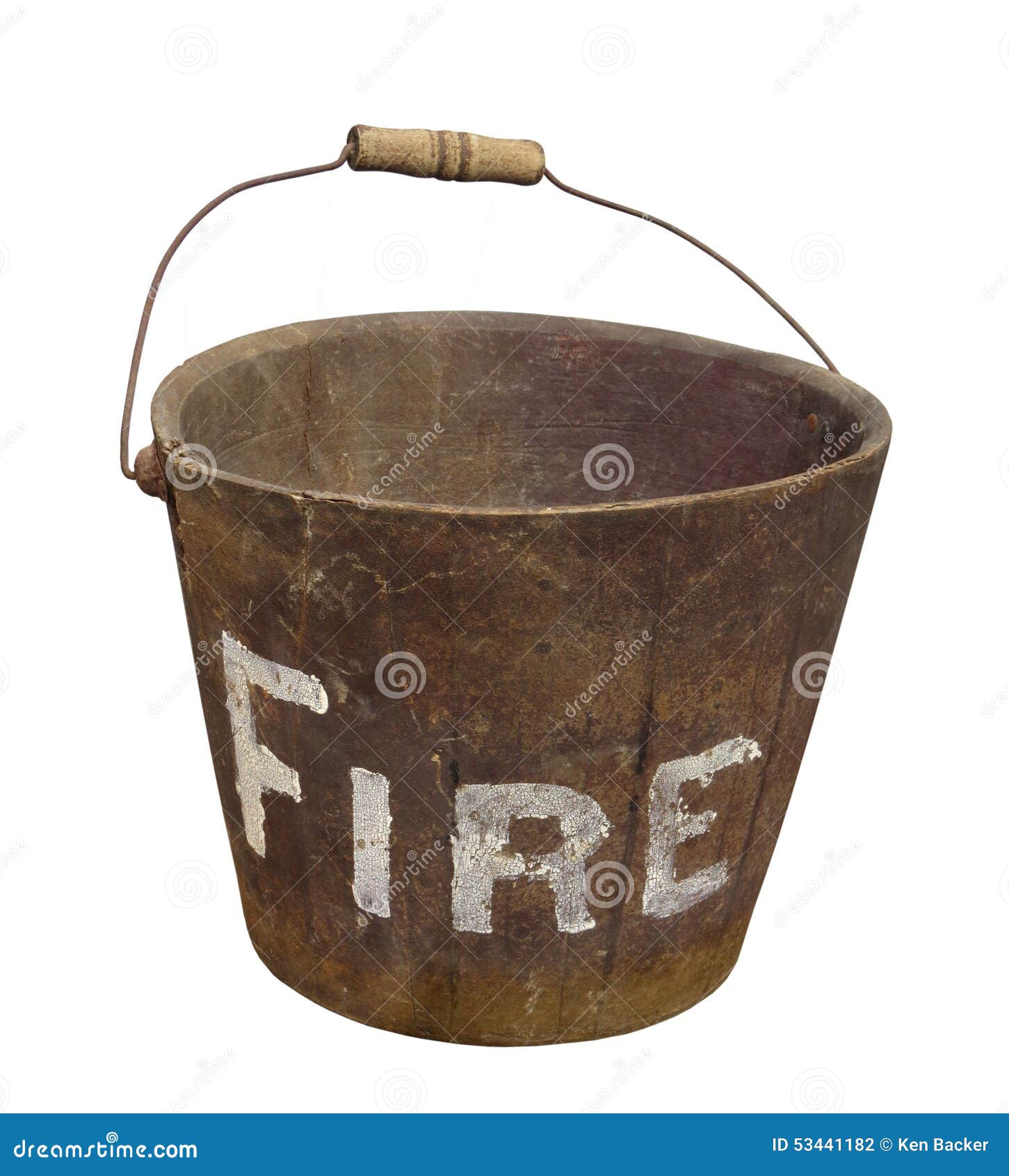Old Wooden Fire Bucket Isolated. Stock Photo Image 53441182