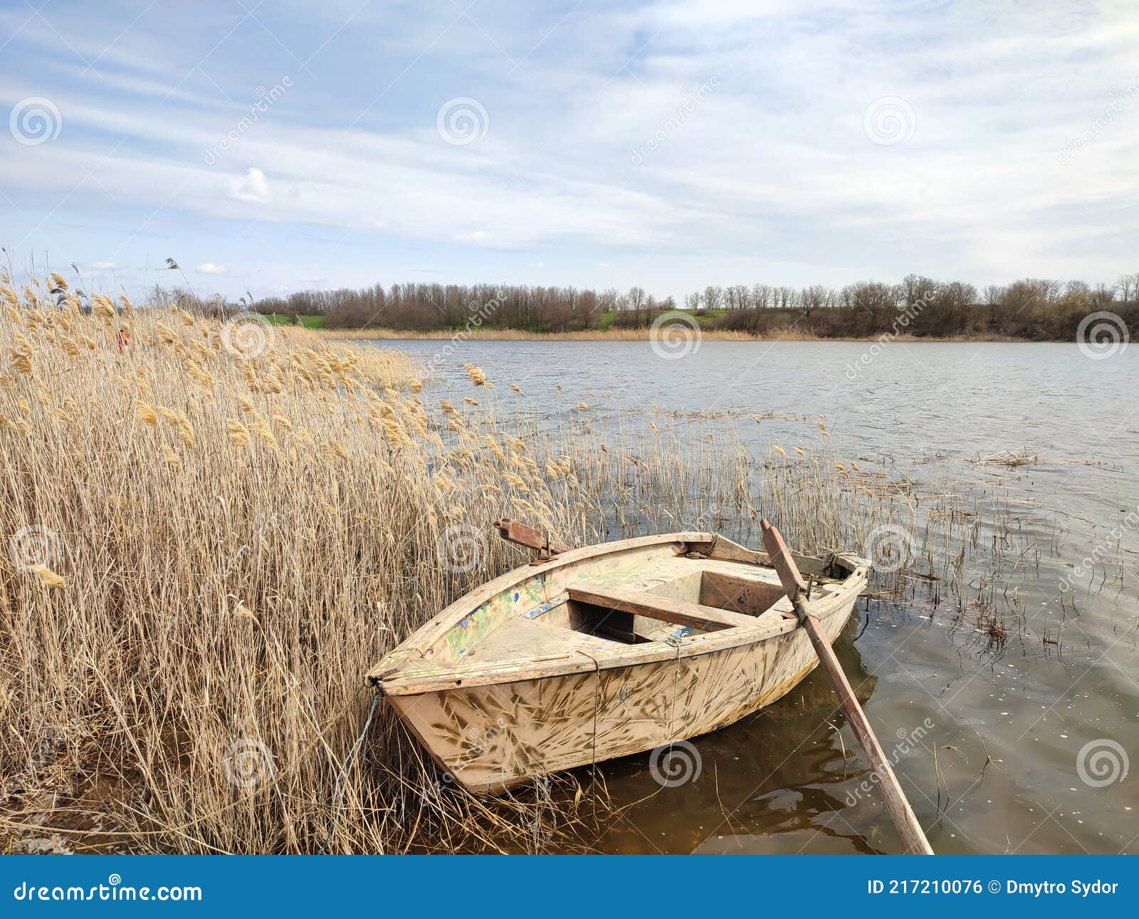 Old Wooden Fishing Boat on River or Pond Stock Photo - Image of margin,  morning: 217210076