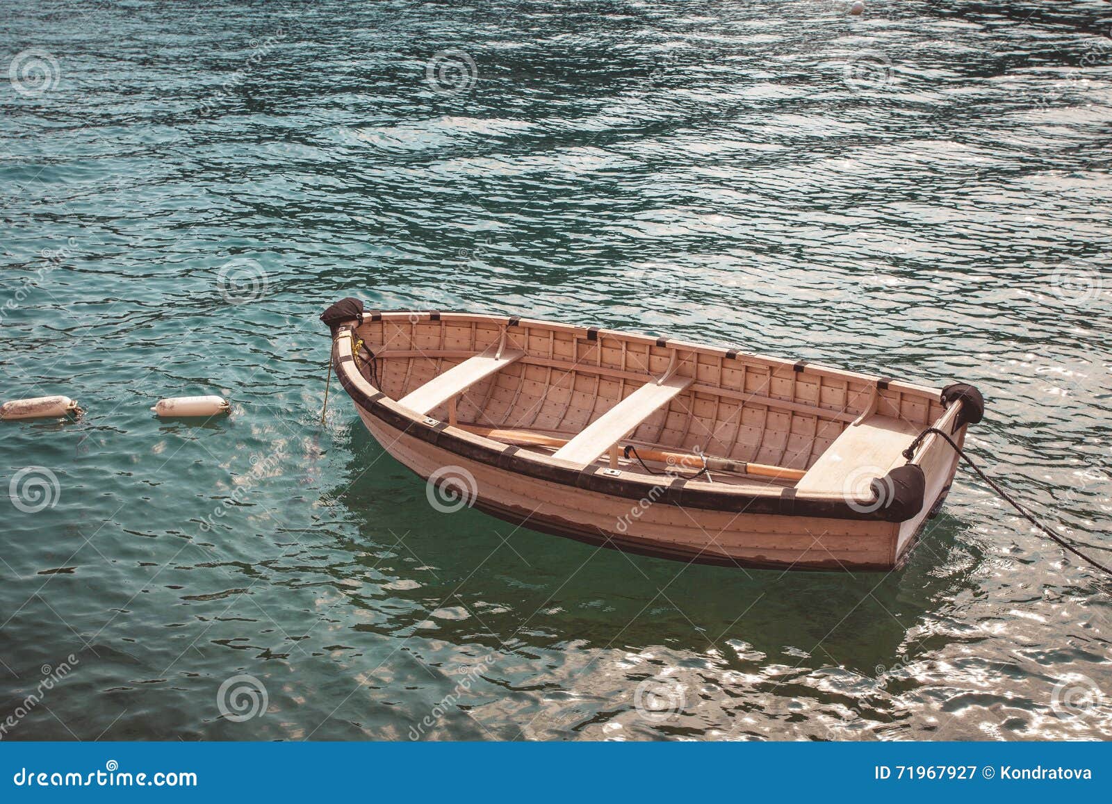 Old Wooden Fishing Boat in Turquoise Water. Stock Image - Image of