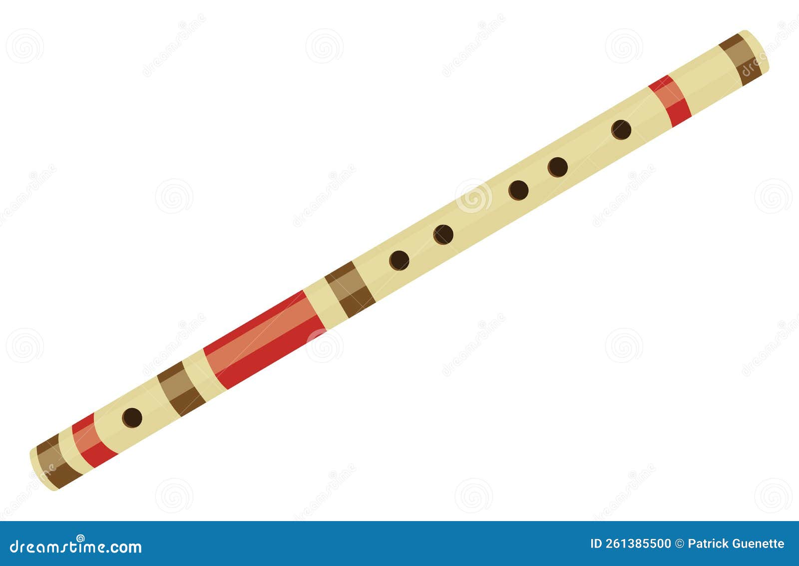 Wooden Flute Icon In Cartoon Style On White Background. Musical