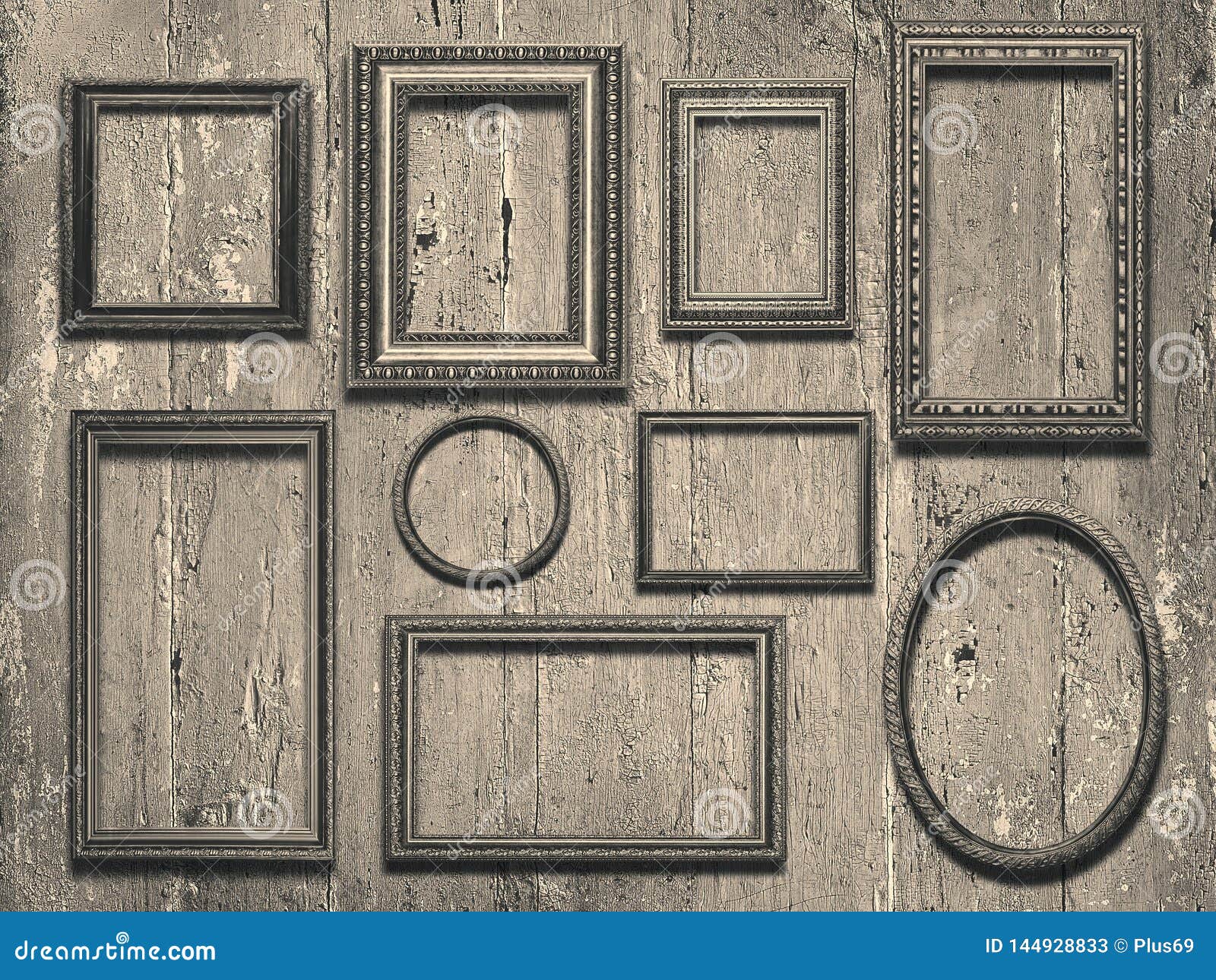 Old Wooden Frames on Vintage Wooden Background Stock Image Image of