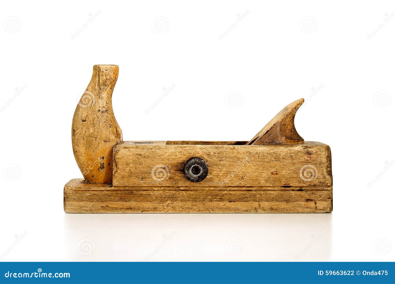 Old Wooden Jointer on a White Background. Stock Photo Image of