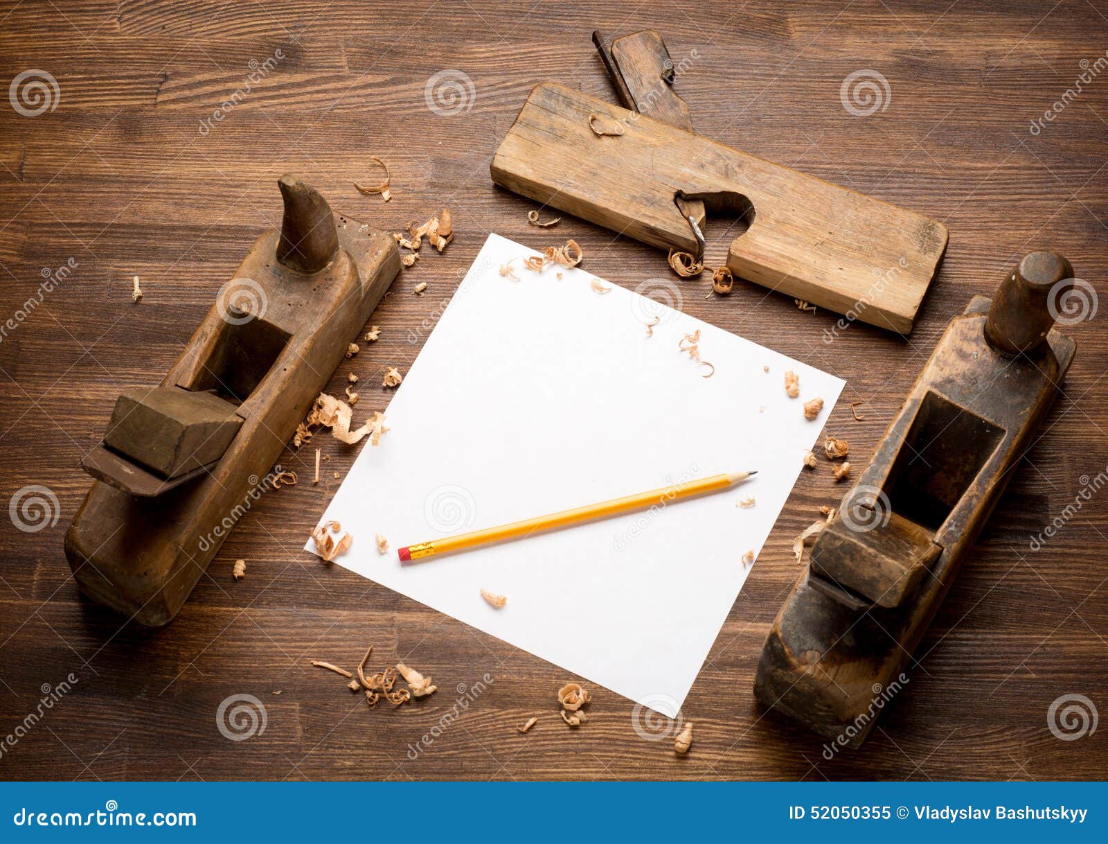 Old Wooden Jointers,jackplane on the Wood Table Stock Image Image of