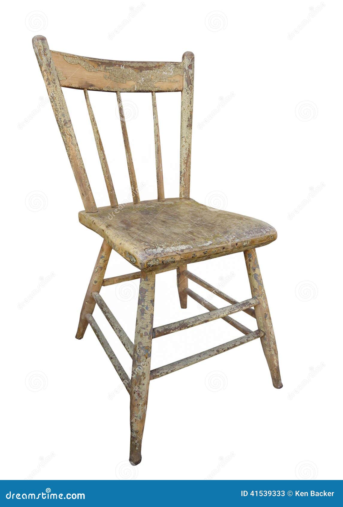 Old Wooden Kitchen Chair Isolated. Stock Image - Image ...