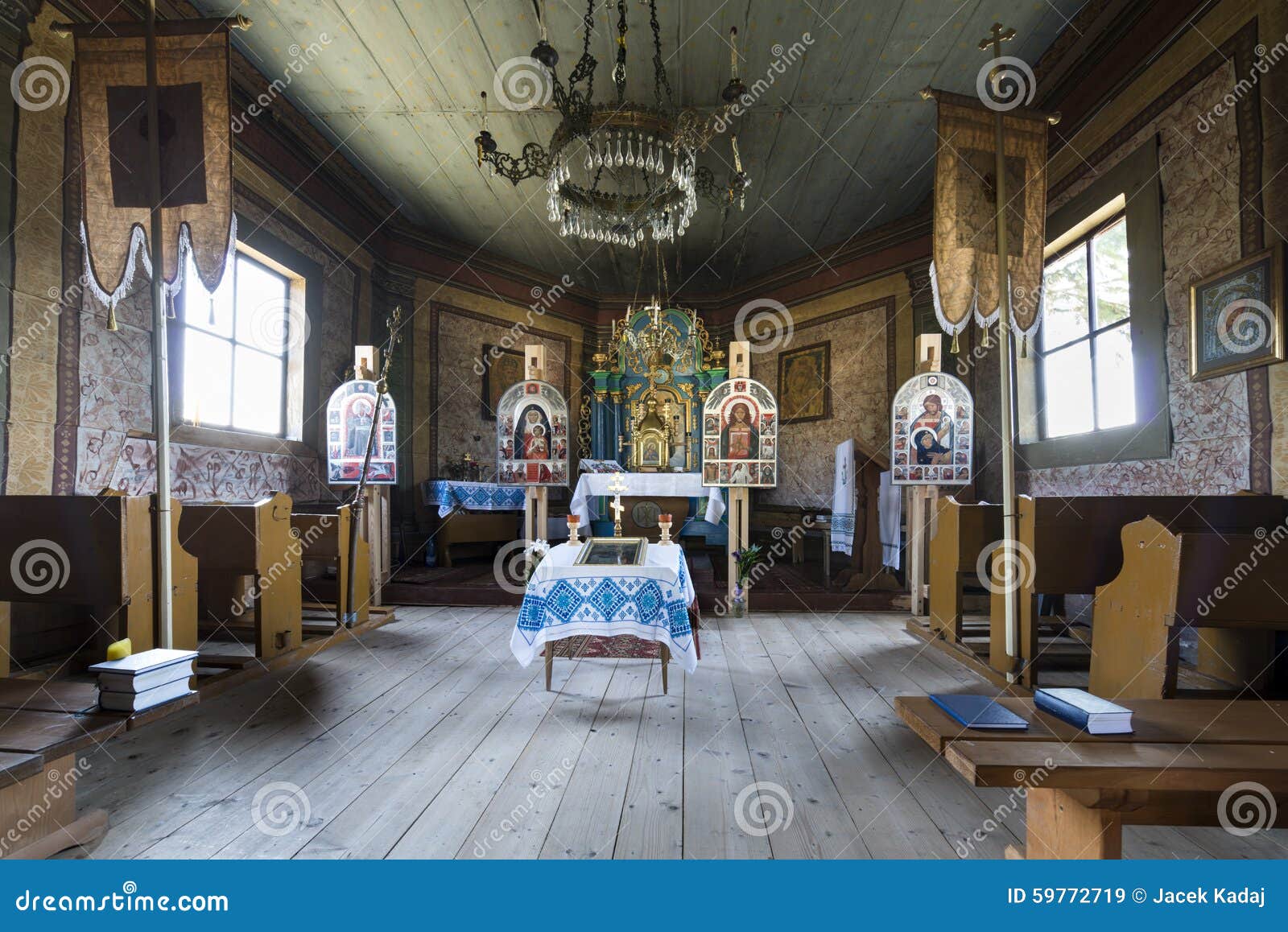 Old Wooden Orthodox Church Interior Poland Stock Image