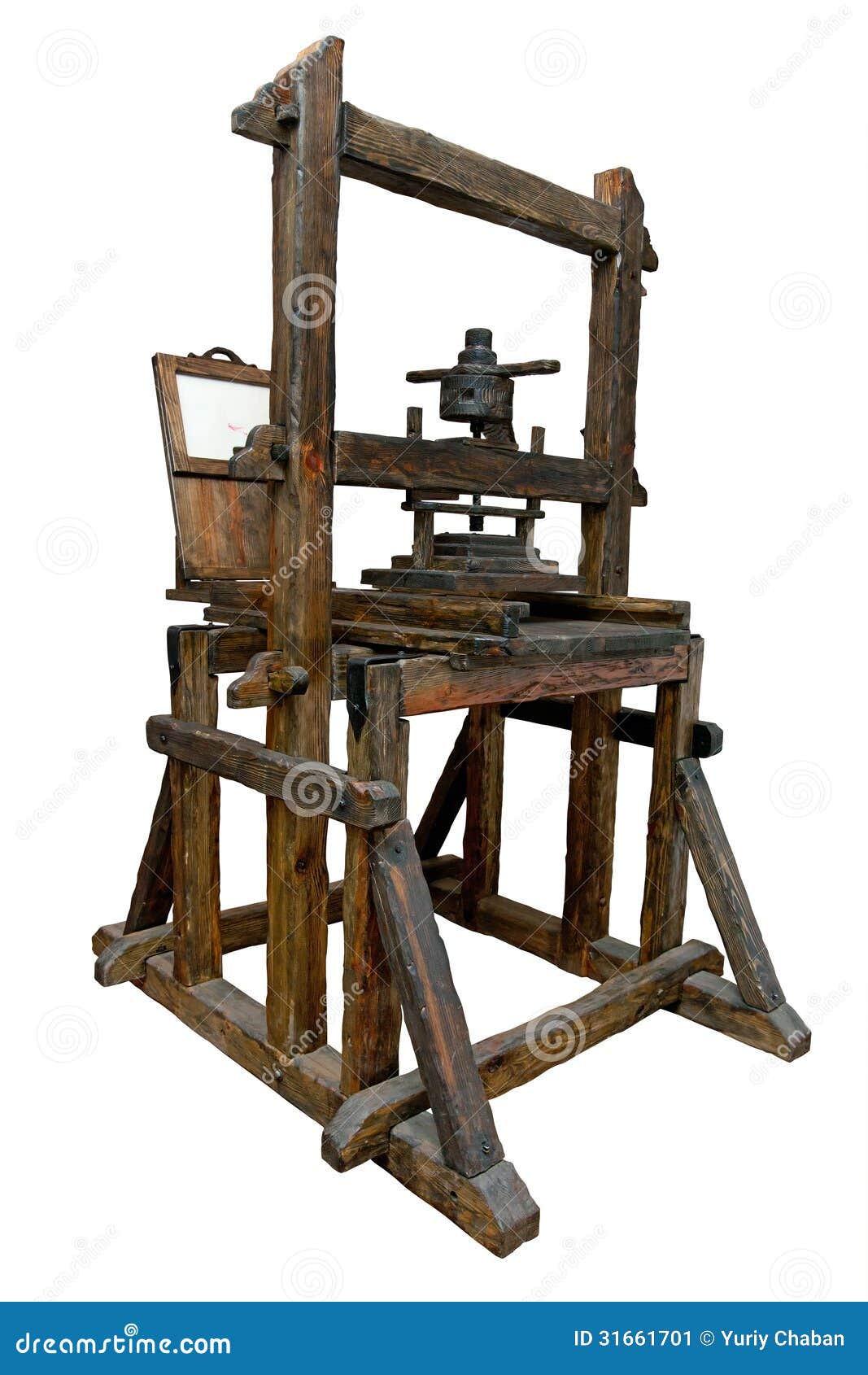 Old wooden printing press stock image. Image of craft - 31661701
