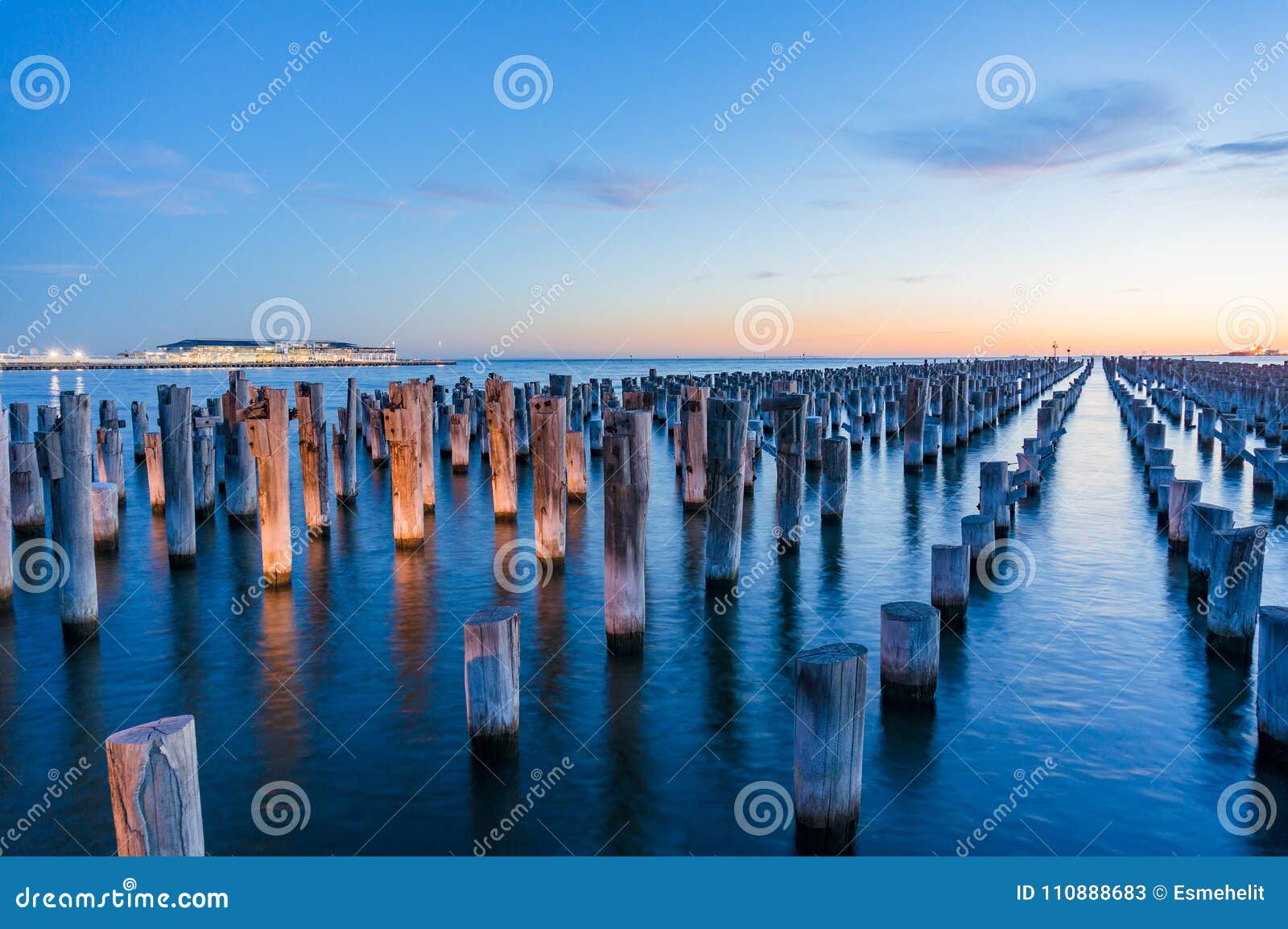 old wooden pylons of historic princes pier in port melbourne