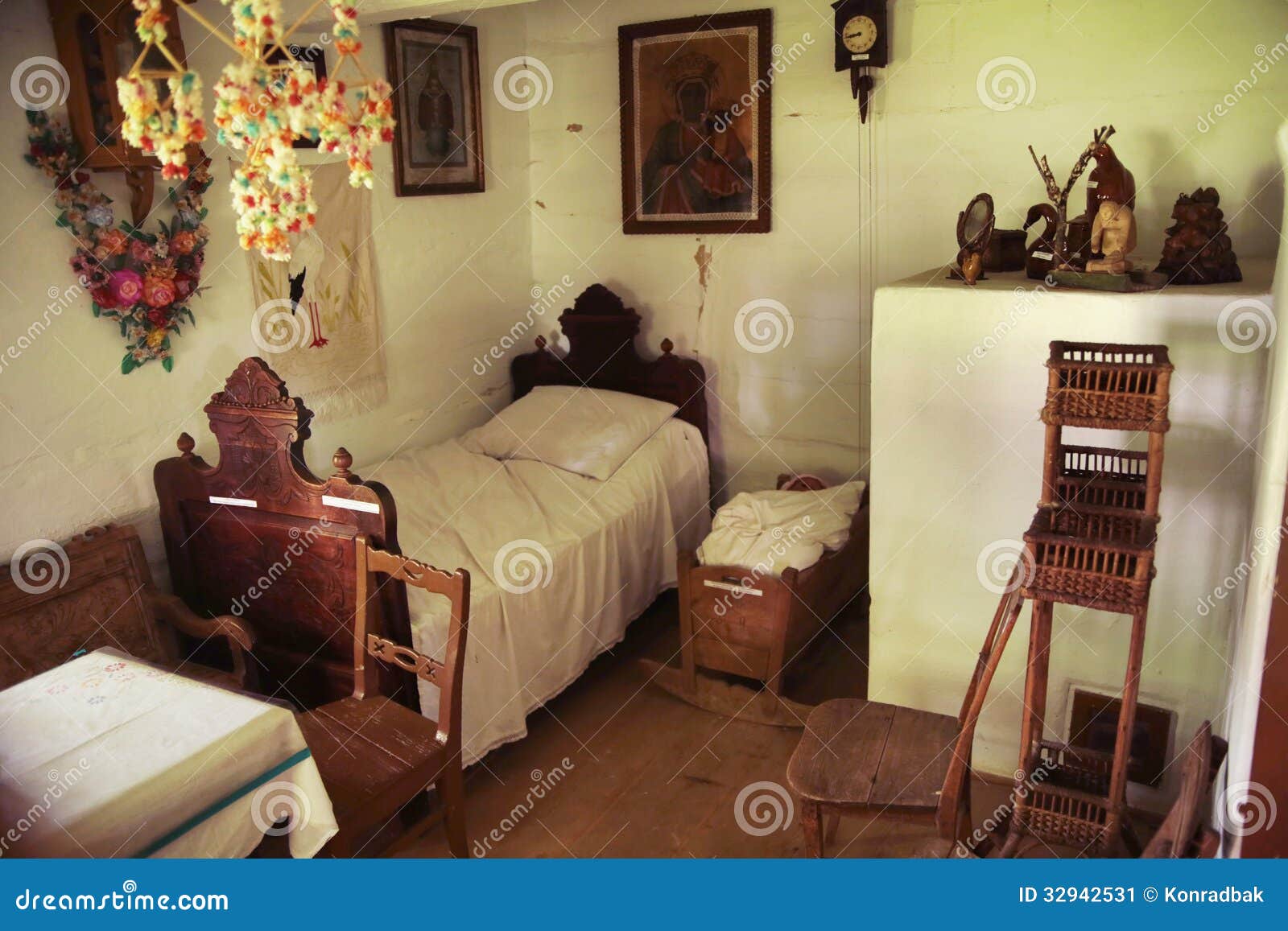 An Old Wooden And Rustic Bedroom  Stock Image Image 32942531