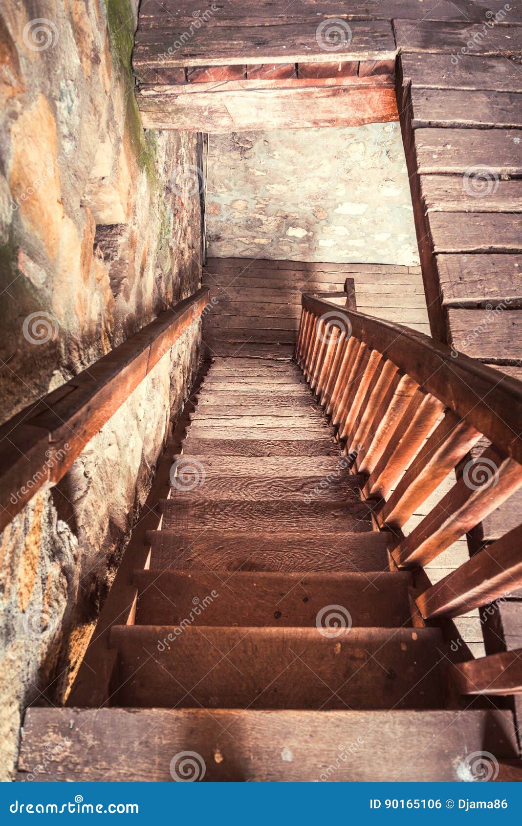 Old wooden stairs stock photo. Image of background, empty 90165106