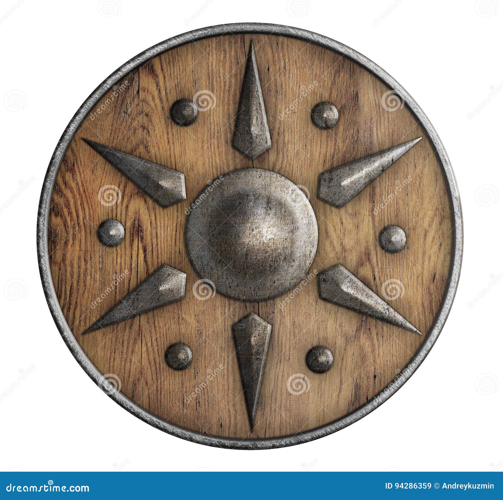 Old Wooden Vikings` Shield Isolated 3d Illustration Stock ...