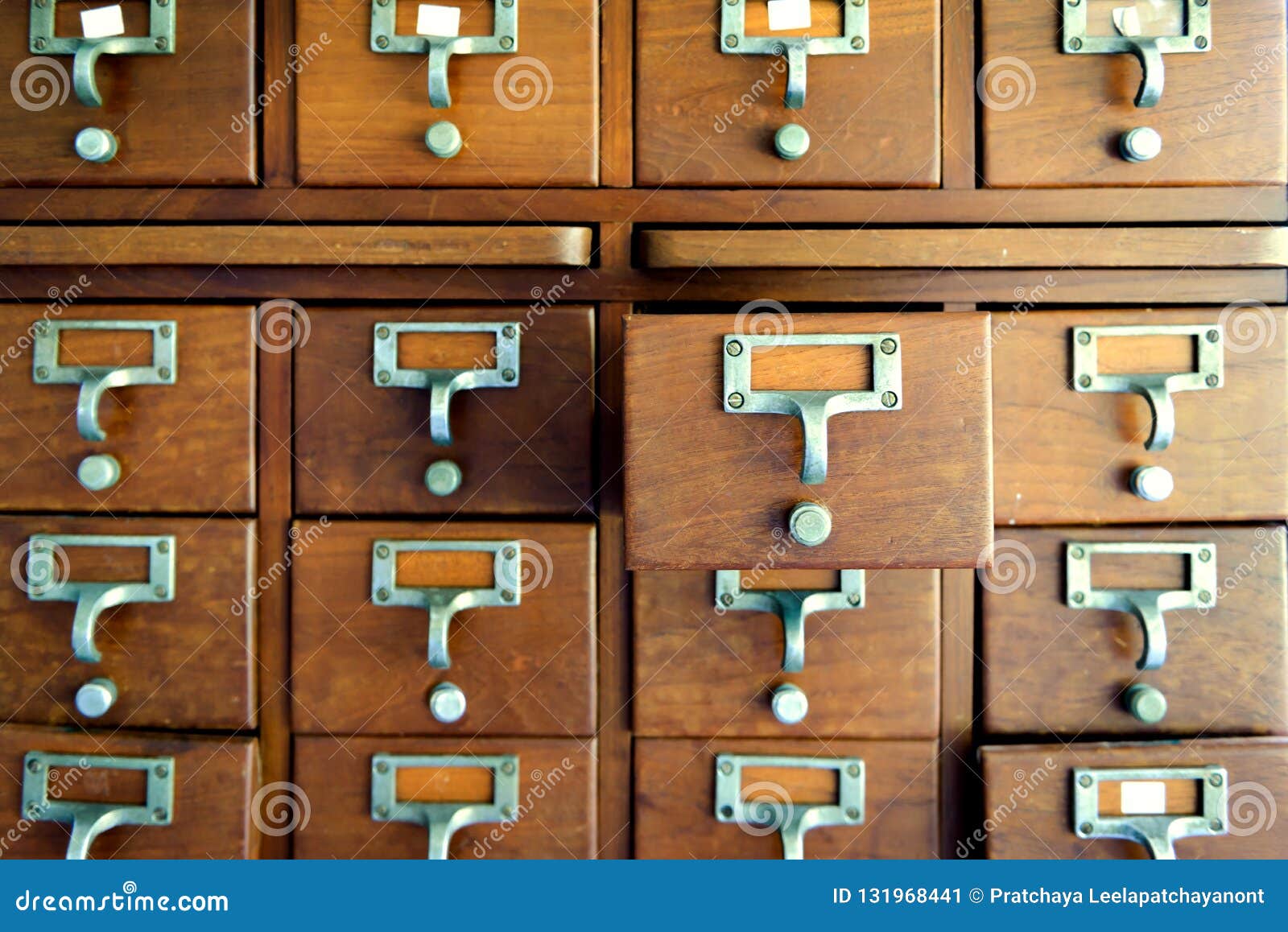 Old Wooden Vintage Medicine Drawer Cabinet Catalog File Cabinet