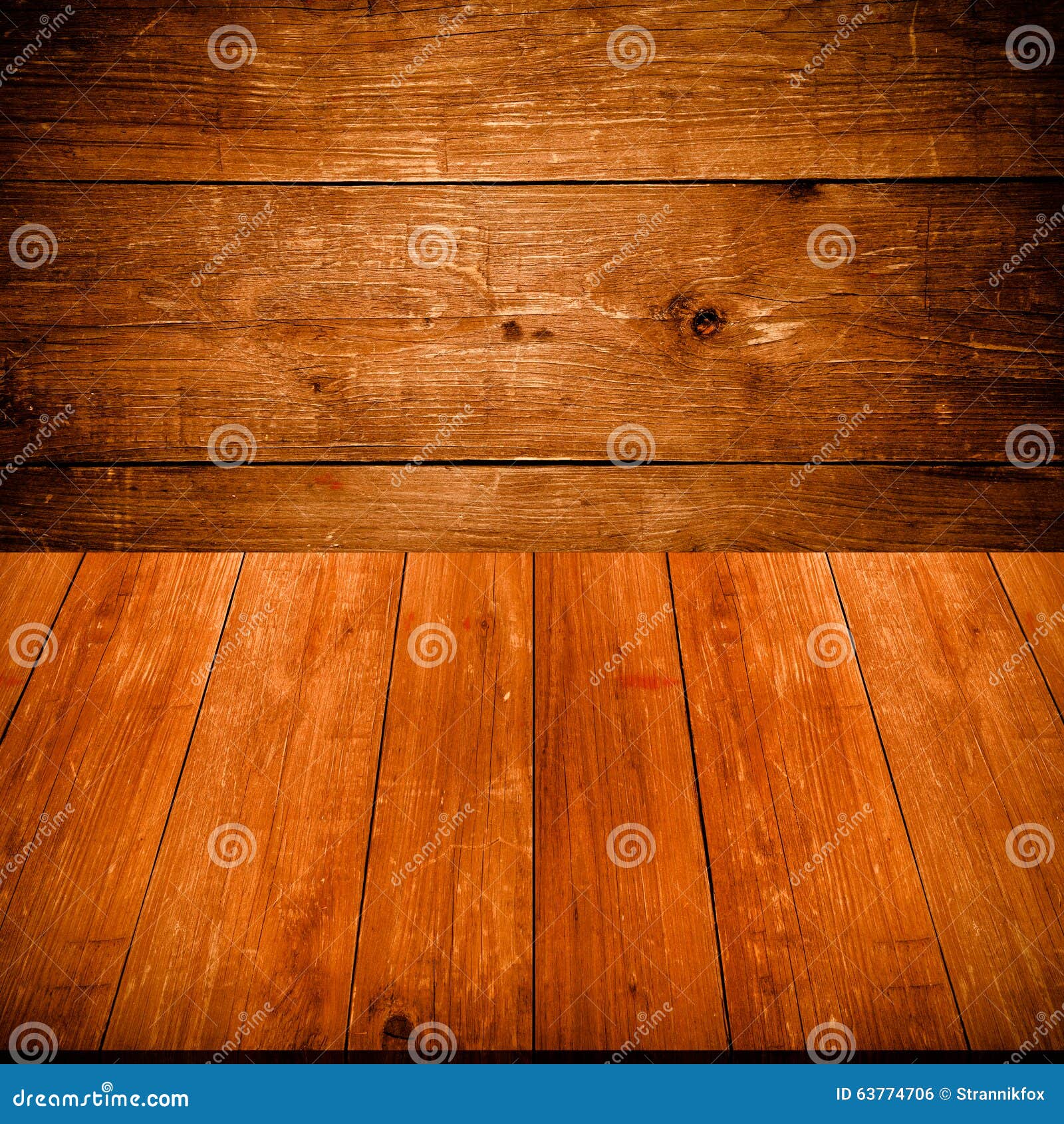 Old wooden wall and table or board for background. Space for text. Collage. Toned.