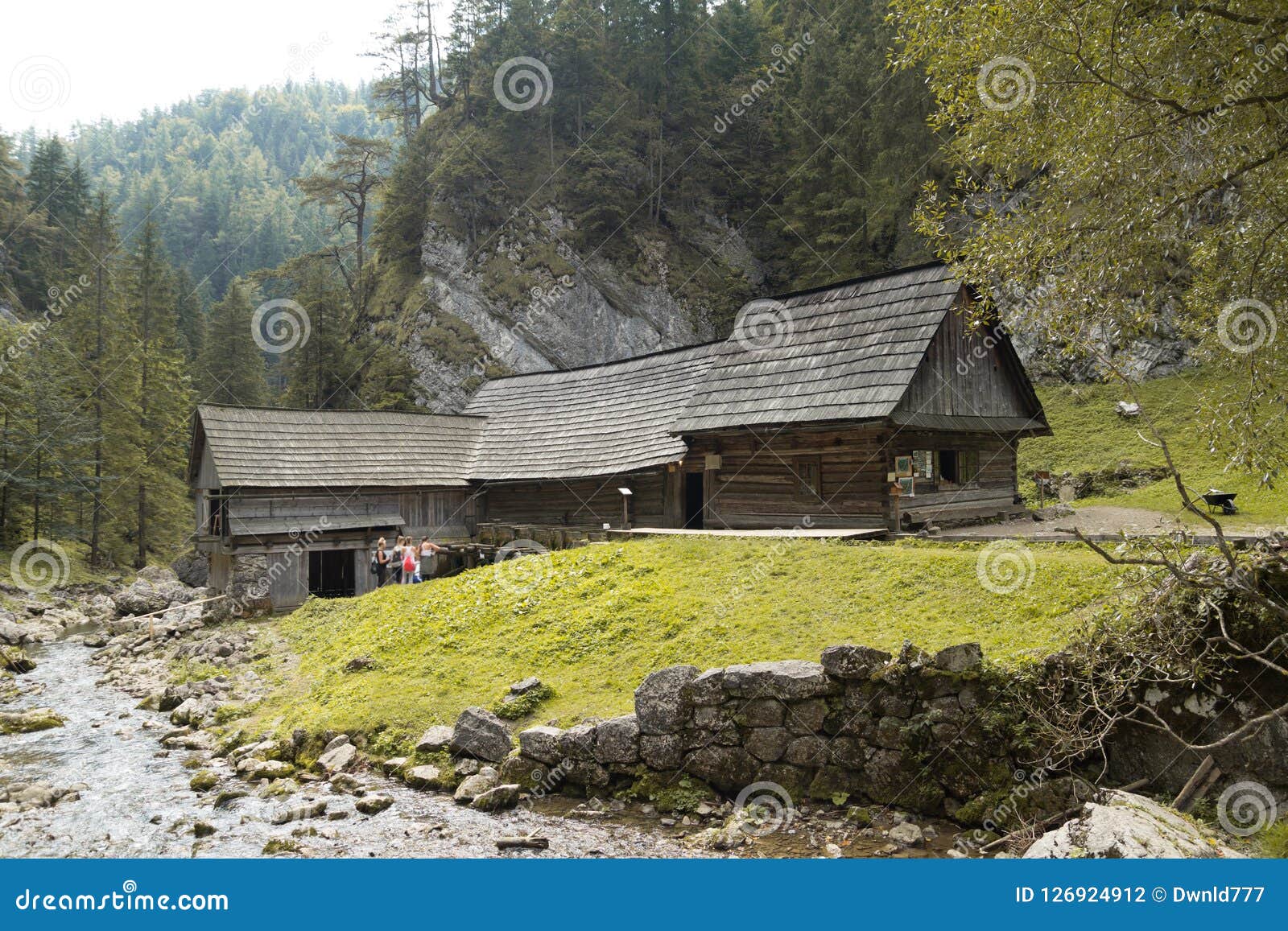 old wooden water mill at kvacianska dolina