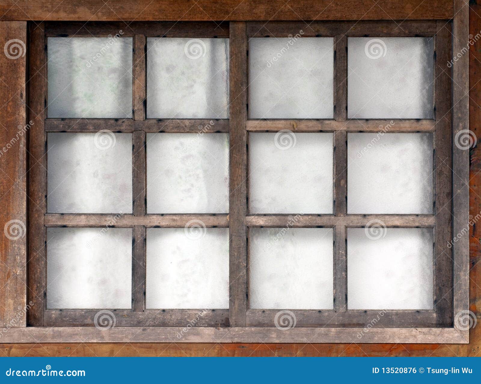 Old Wooden Window In A Historic Building, Characteristic Stone Facade
